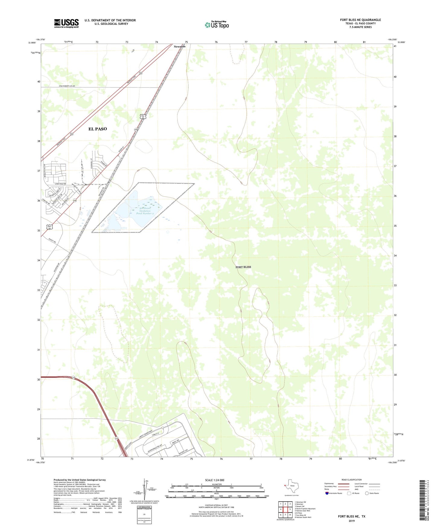 Fort Bliss NE Texas US Topo Map Image