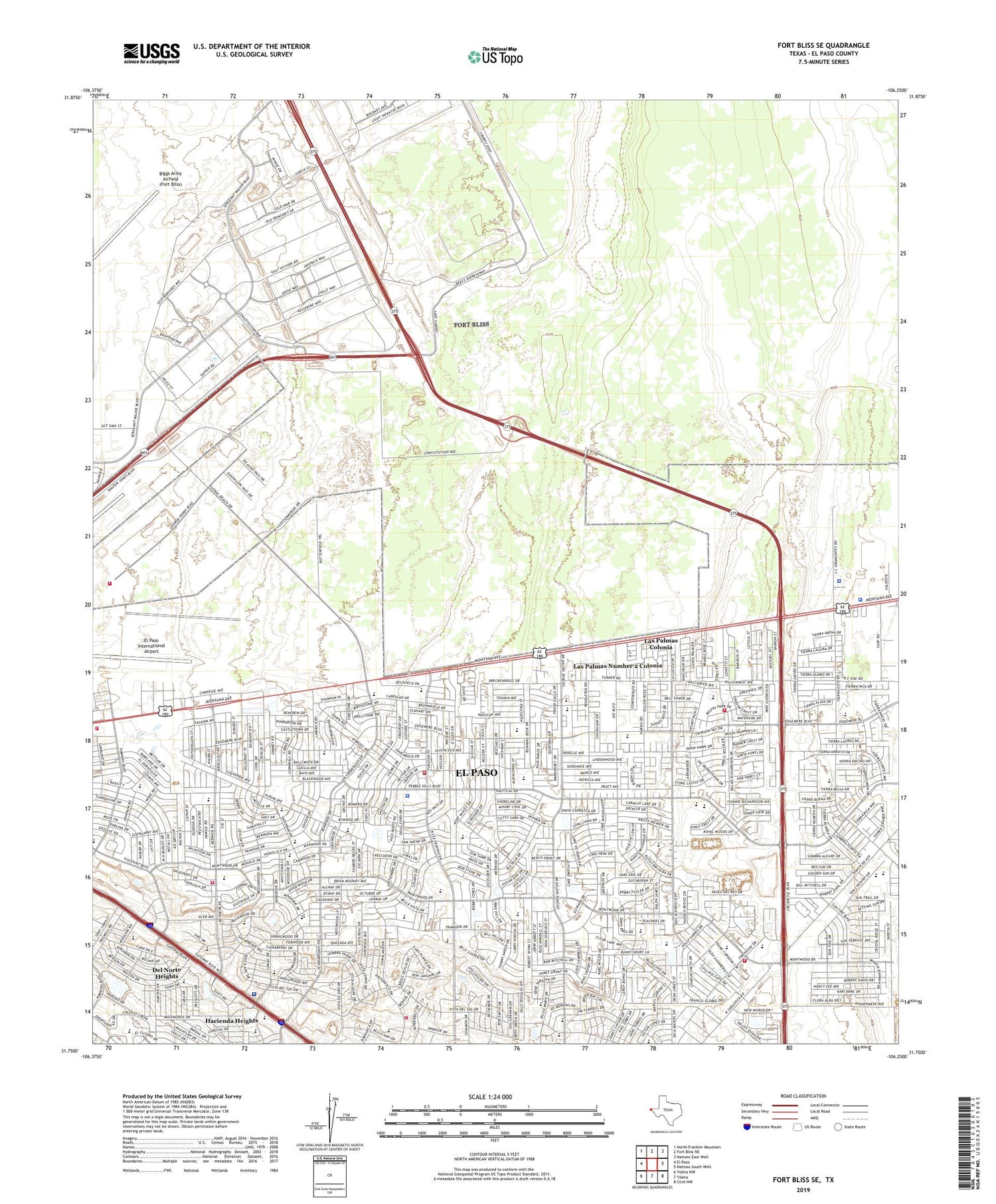 Fort Bliss SE Texas US Topo Map Image