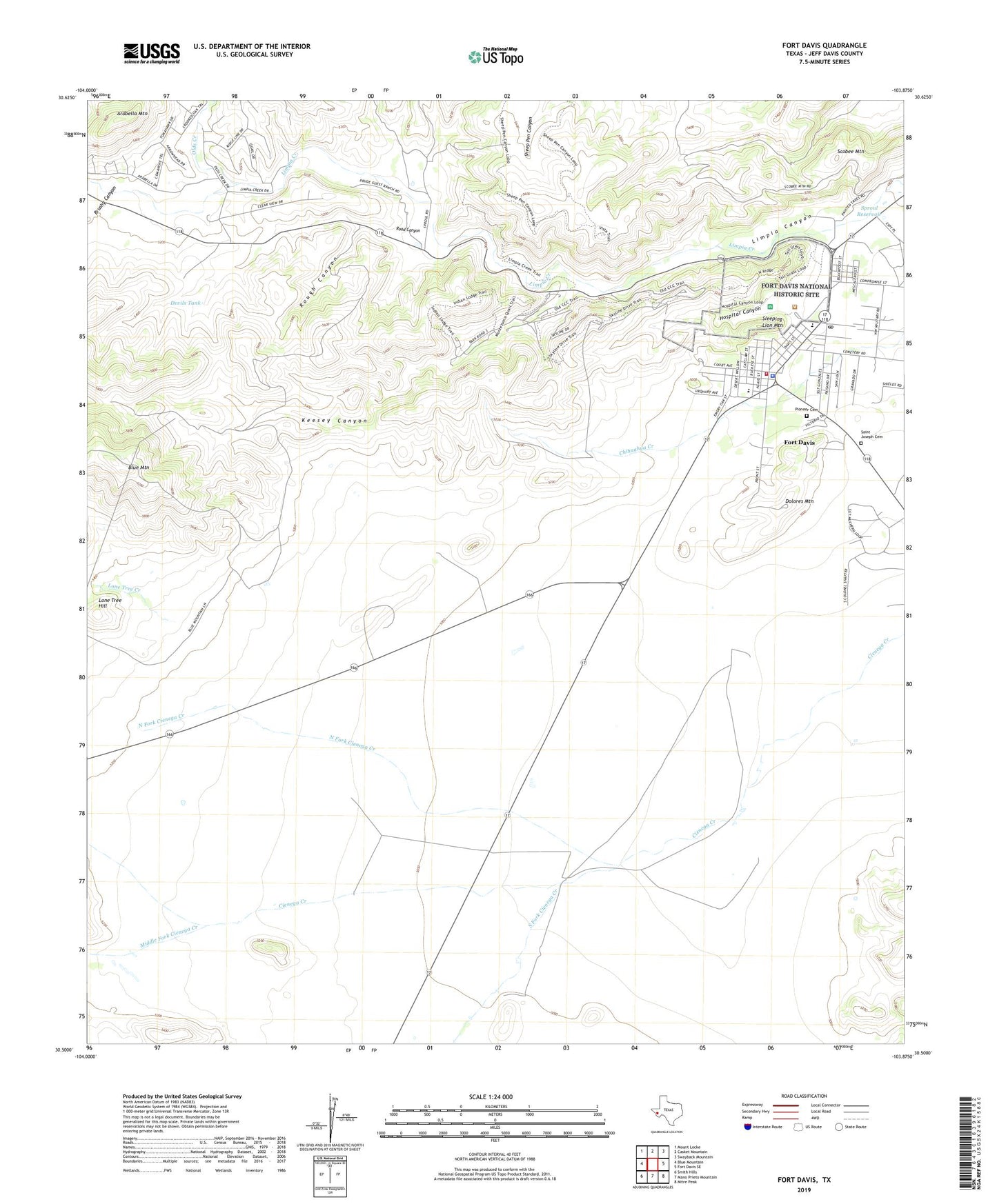 Fort Davis Texas US Topo Map Image