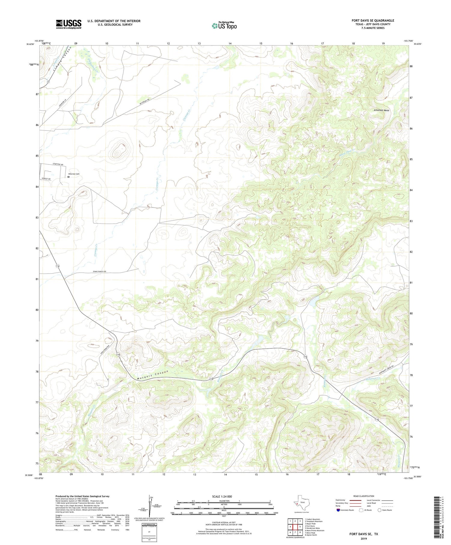 Fort Davis SE Texas US Topo Map Image