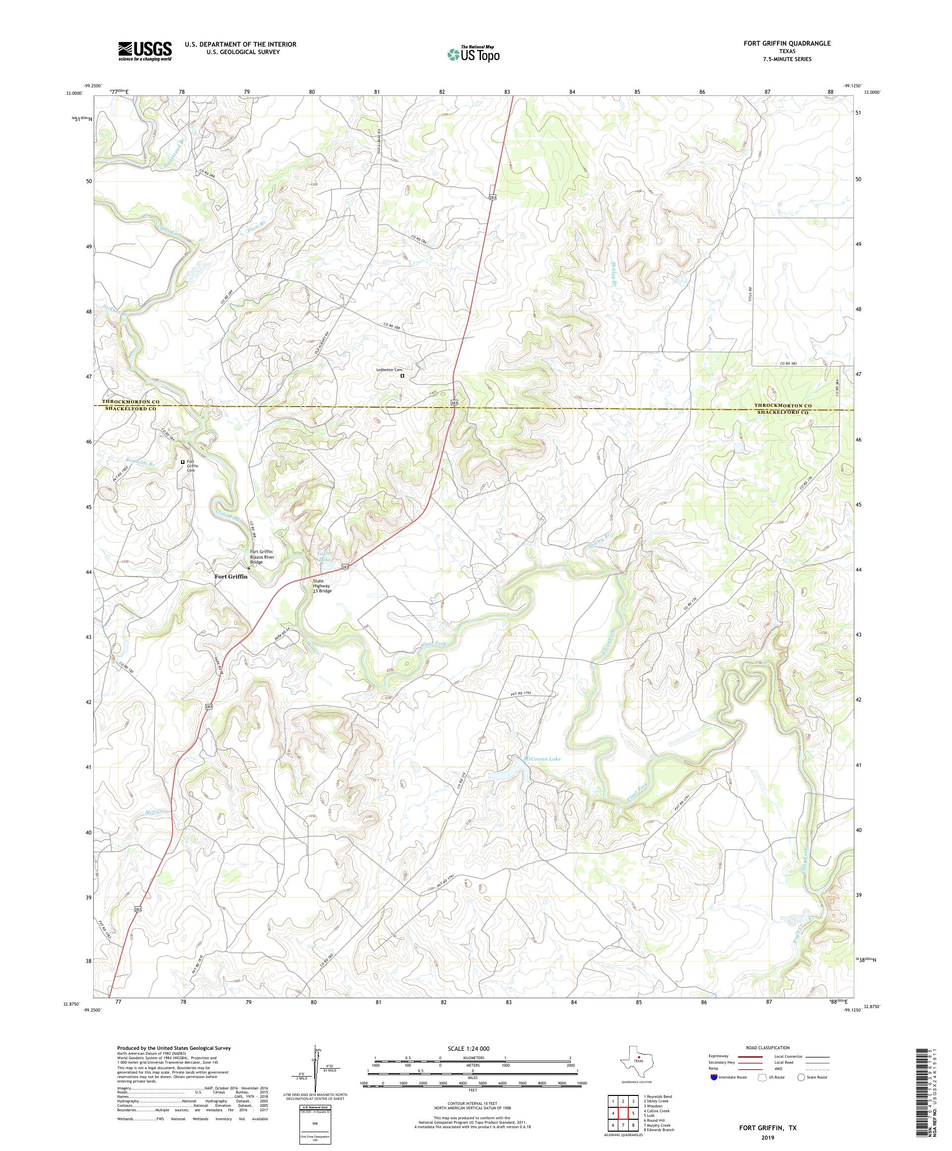 Fort Griffin Texas US Topo Map – MyTopo Map Store
