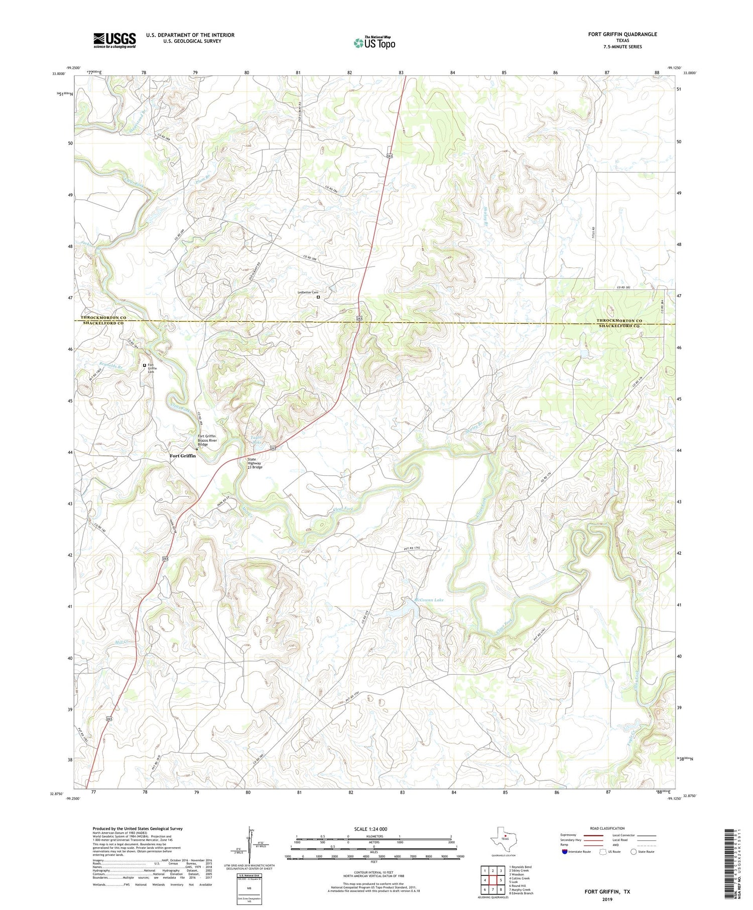 Fort Griffin Texas US Topo Map Image