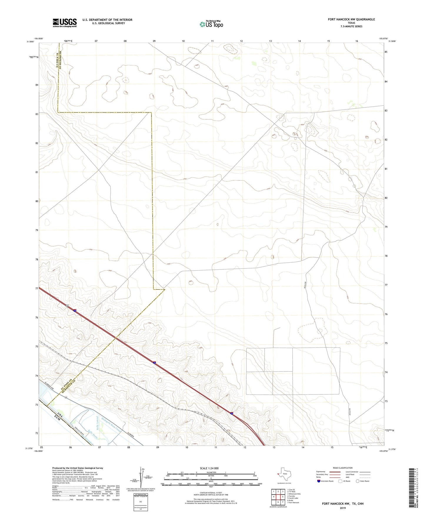 Fort Hancock NW Texas US Topo Map Image