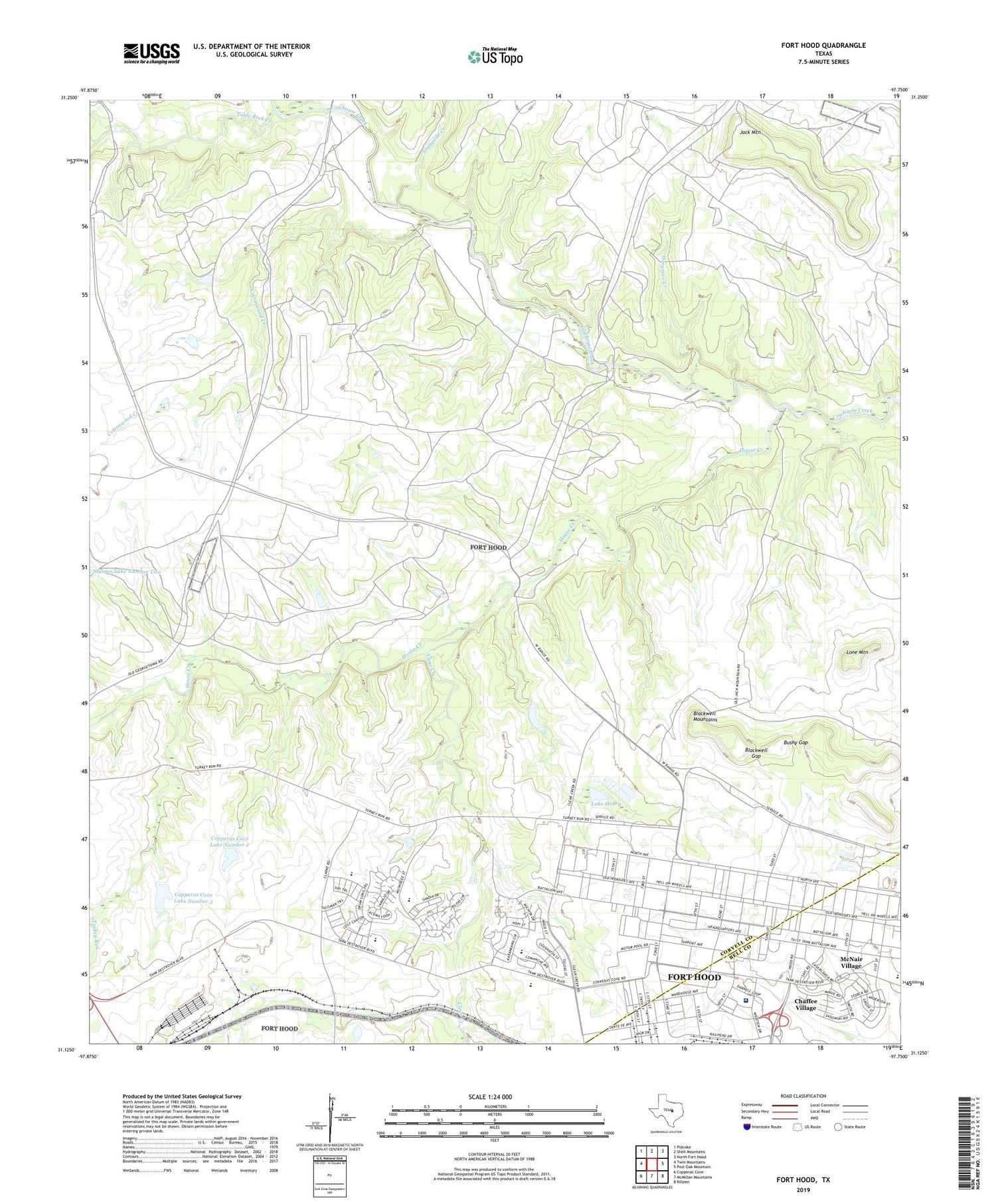 Fort Hood Texas US Topo Map Image
