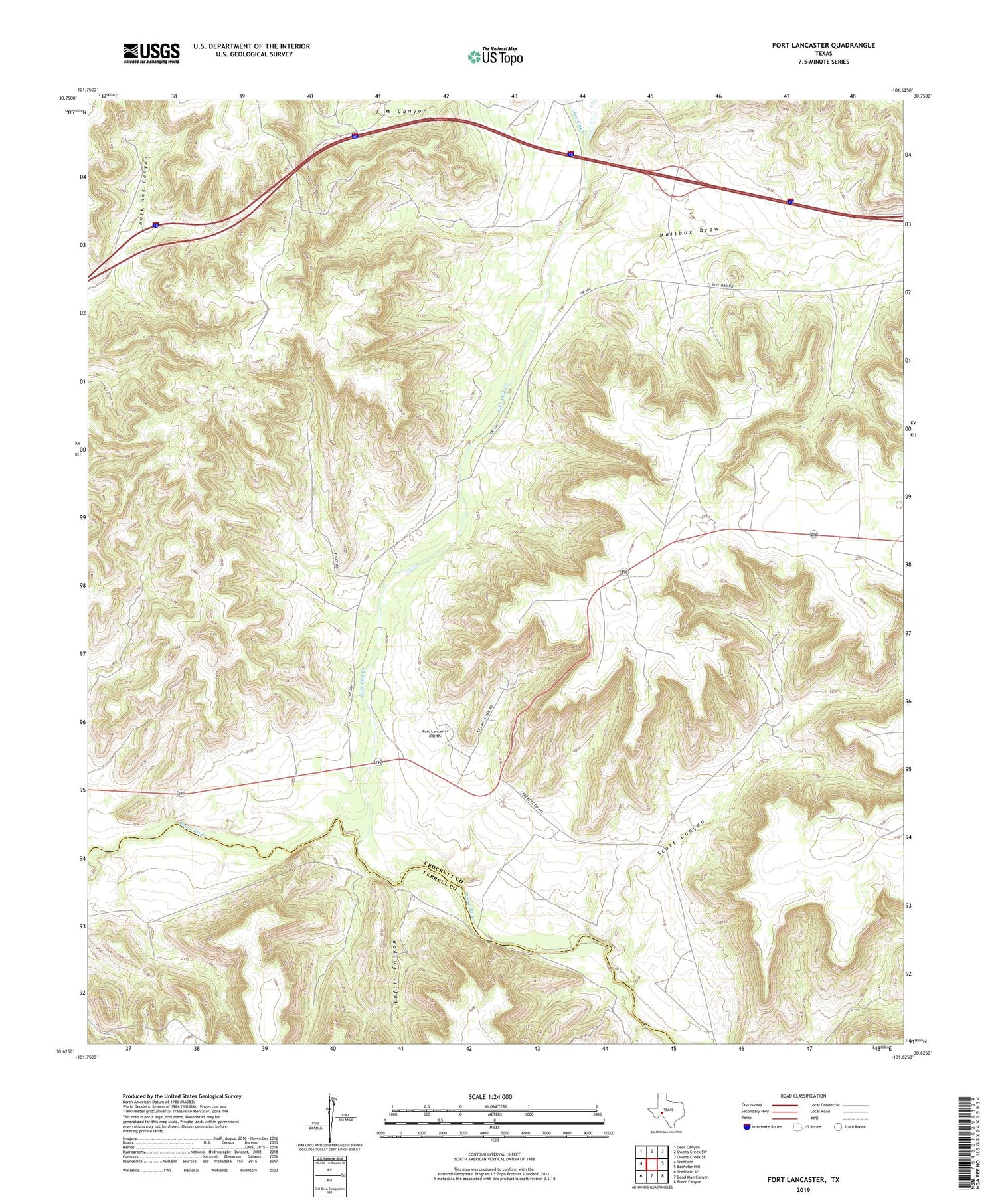 Fort Lancaster Texas US Topo Map Image