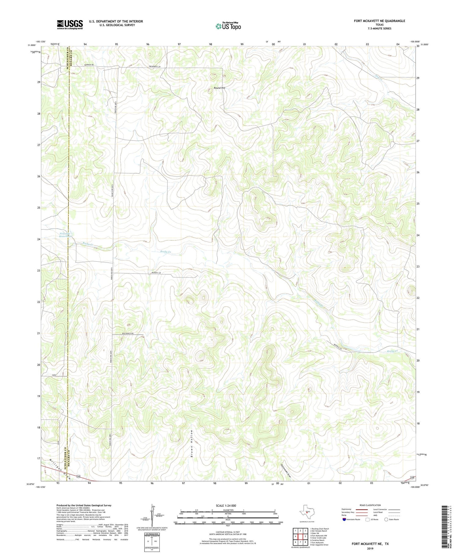 Fort McKavett NE Texas US Topo Map Image