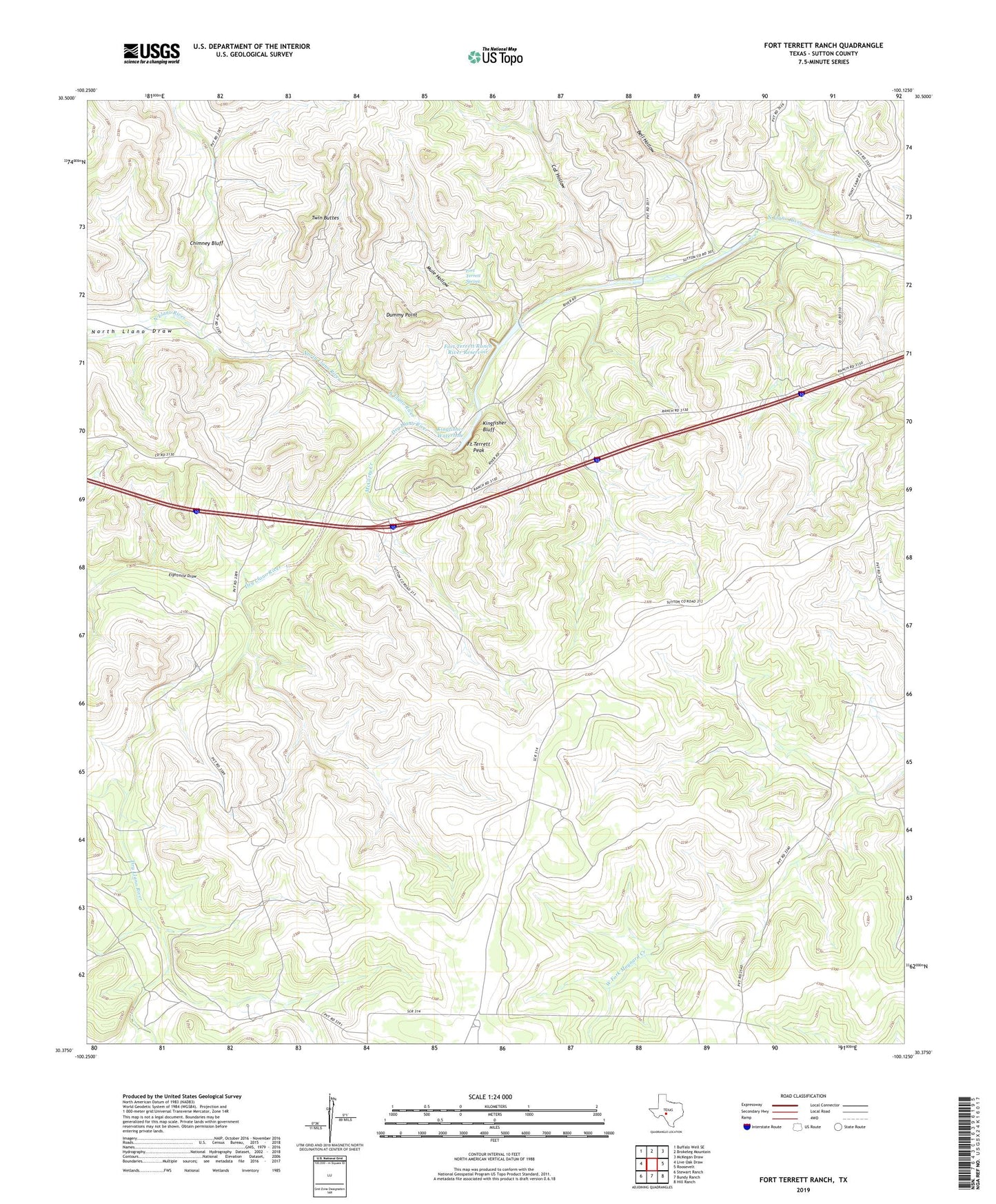 Fort Terrett Ranch Texas US Topo Map Image