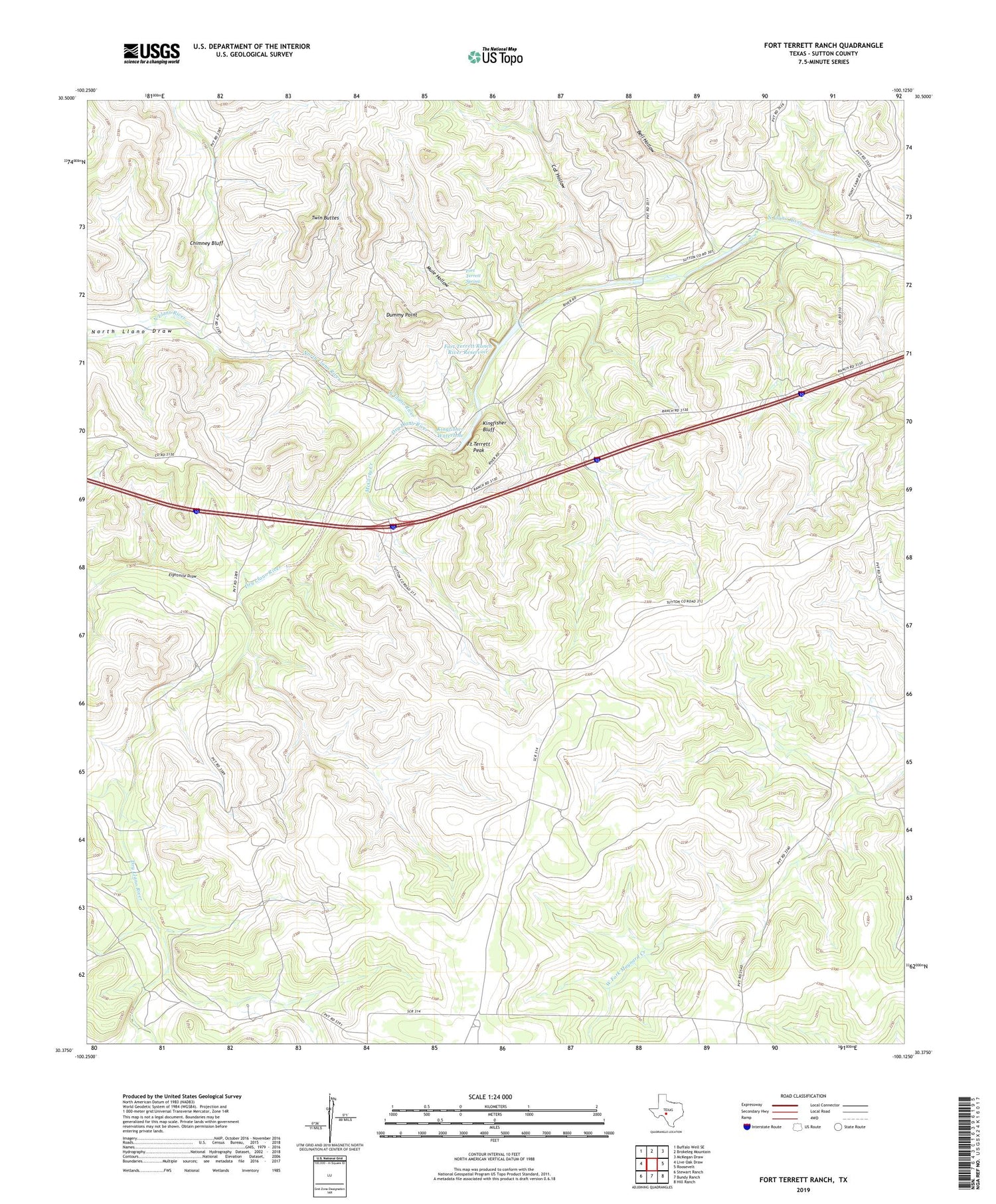 Fort Terrett Ranch Texas US Topo Map Image