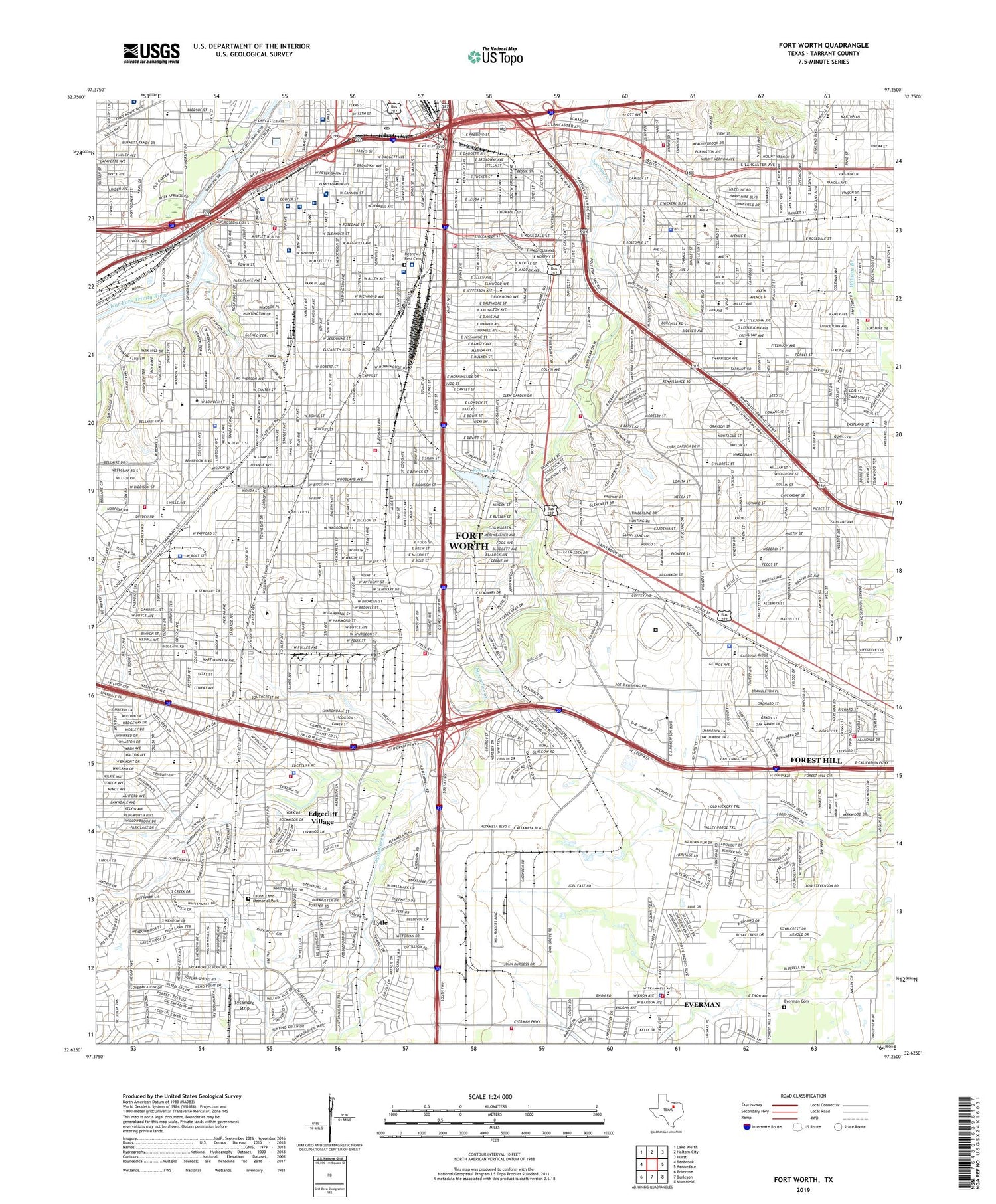 Fort Worth Texas US Topo Map Image