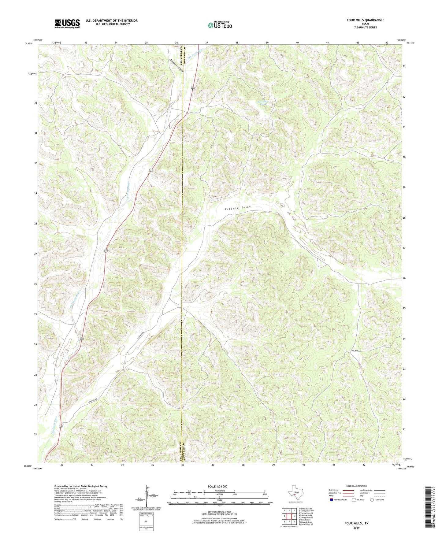 Four Mills Texas US Topo Map Image