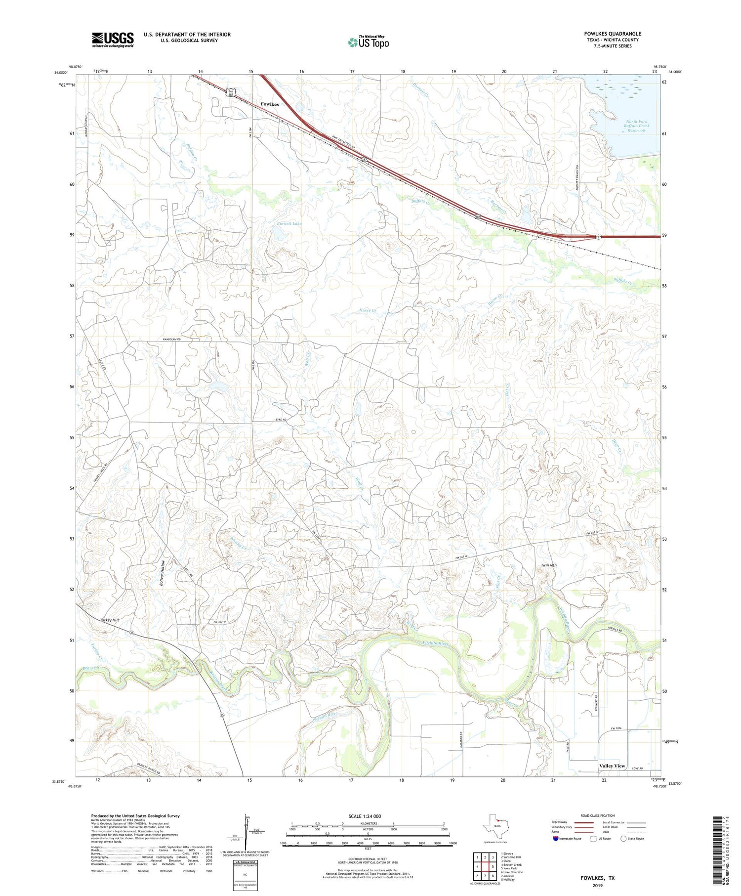 Fowlkes Texas US Topo Map Image