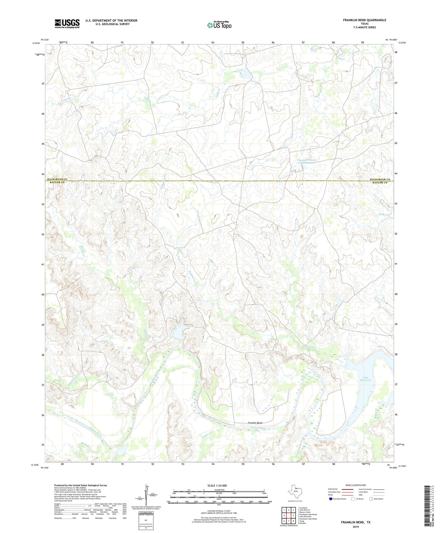 Franklin Bend Texas US Topo Map Image