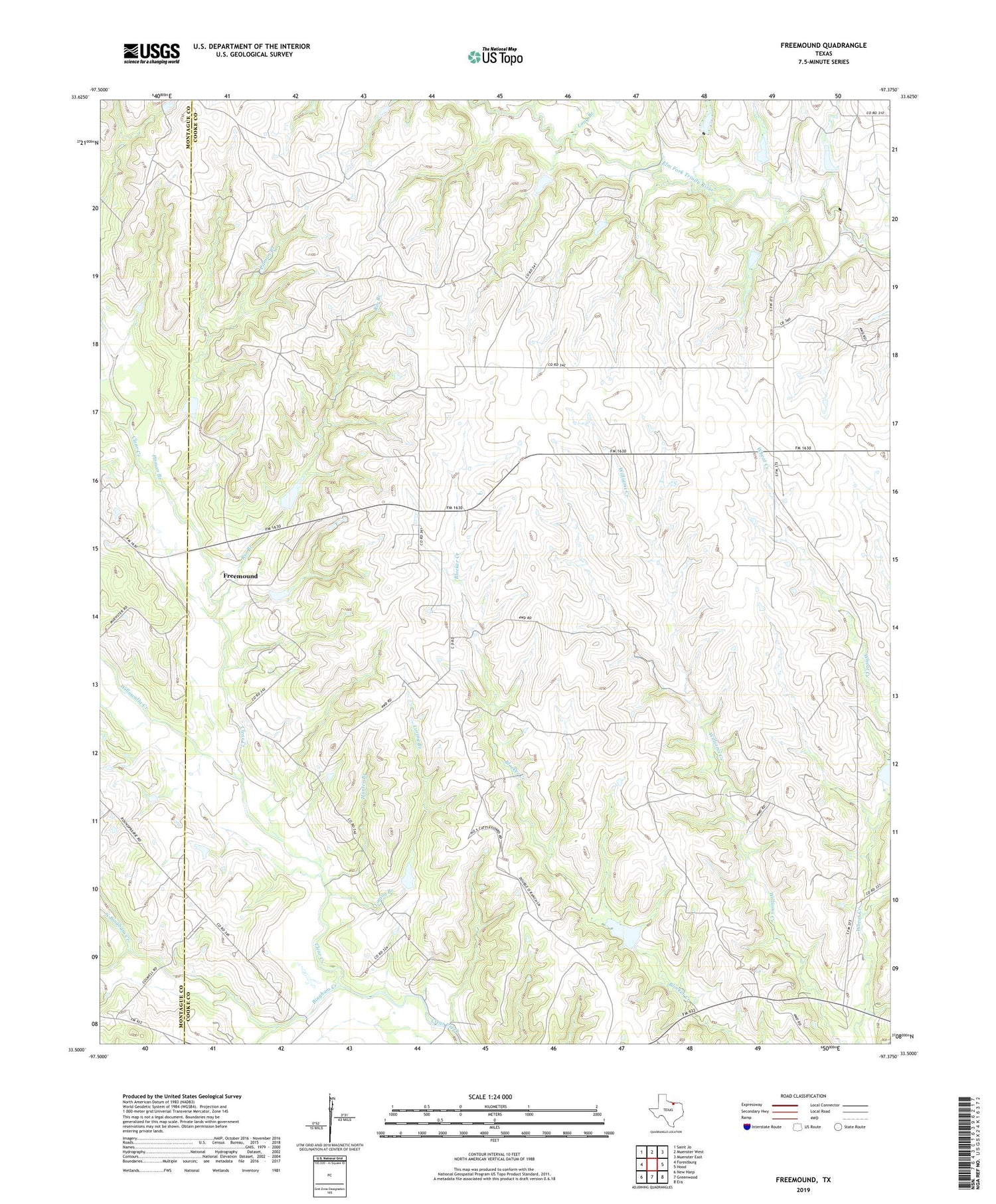 Freemound Texas US Topo Map Image