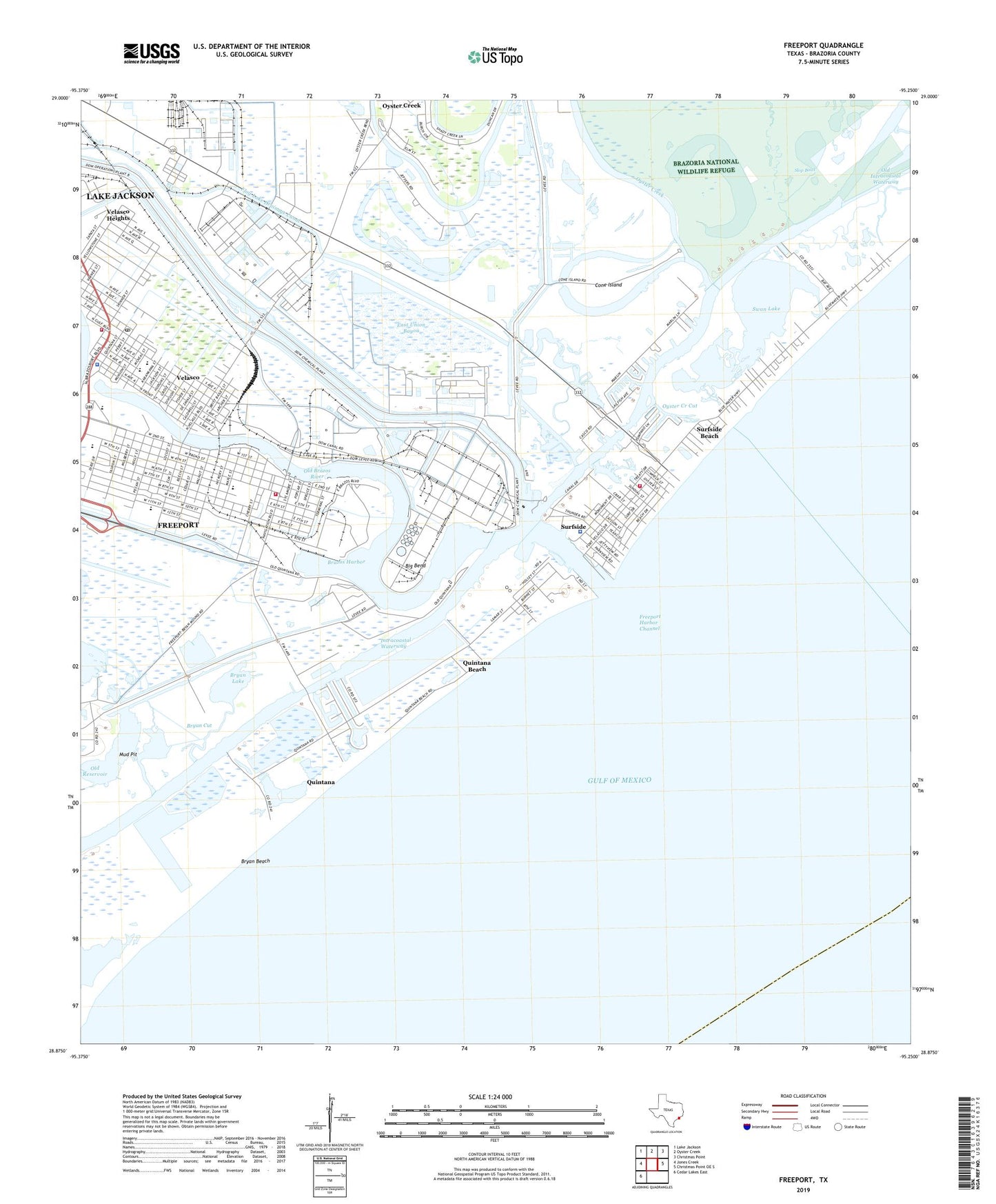 Freeport Texas US Topo Map Image