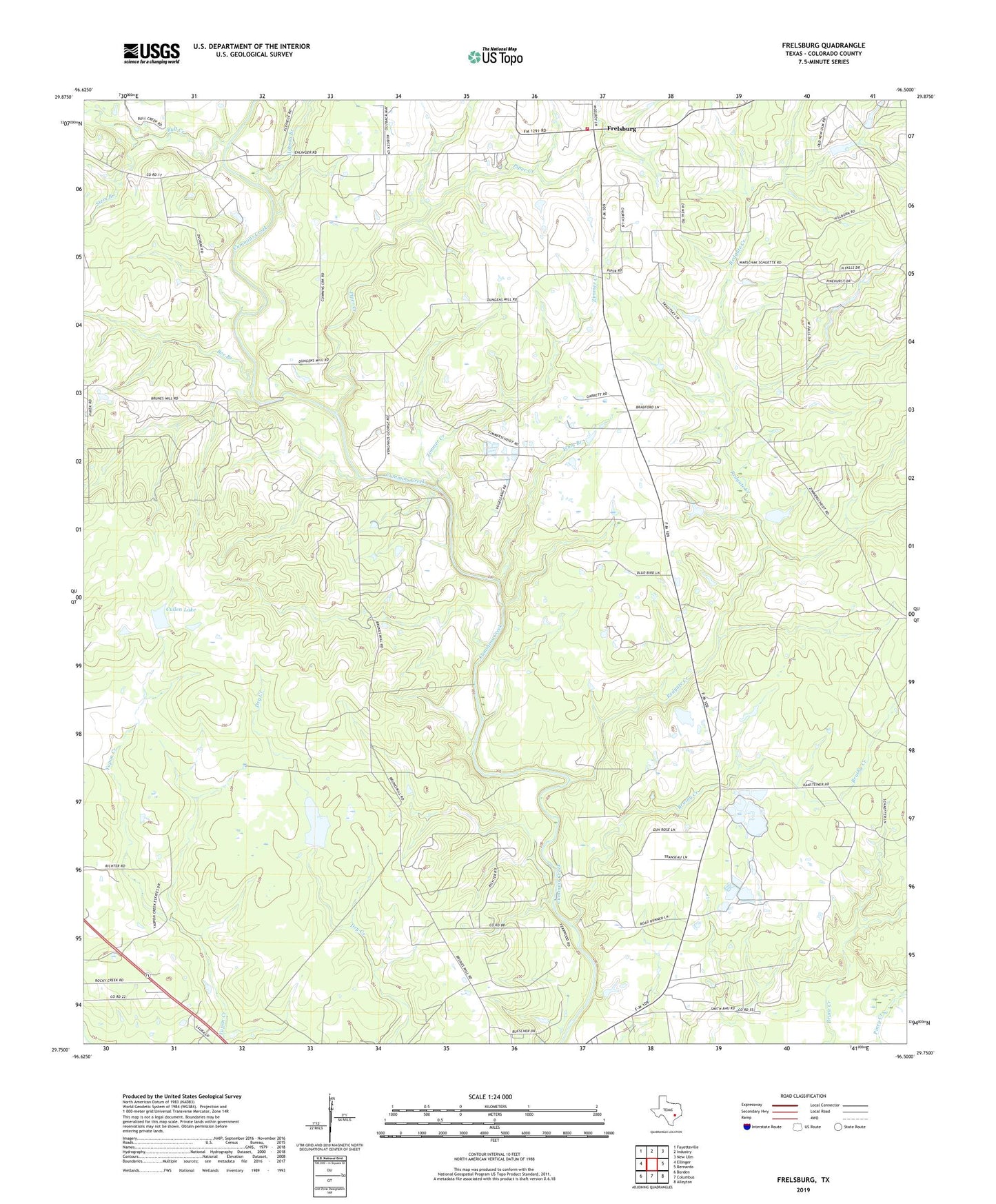 Frelsburg Texas US Topo Map Image