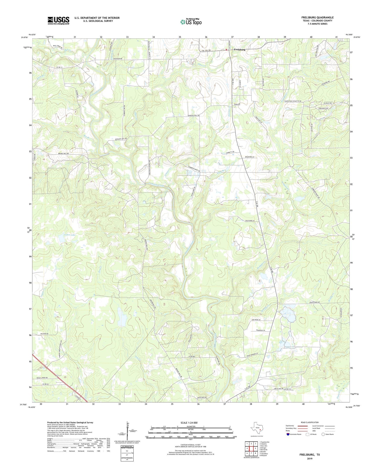 Frelsburg Texas US Topo Map Image