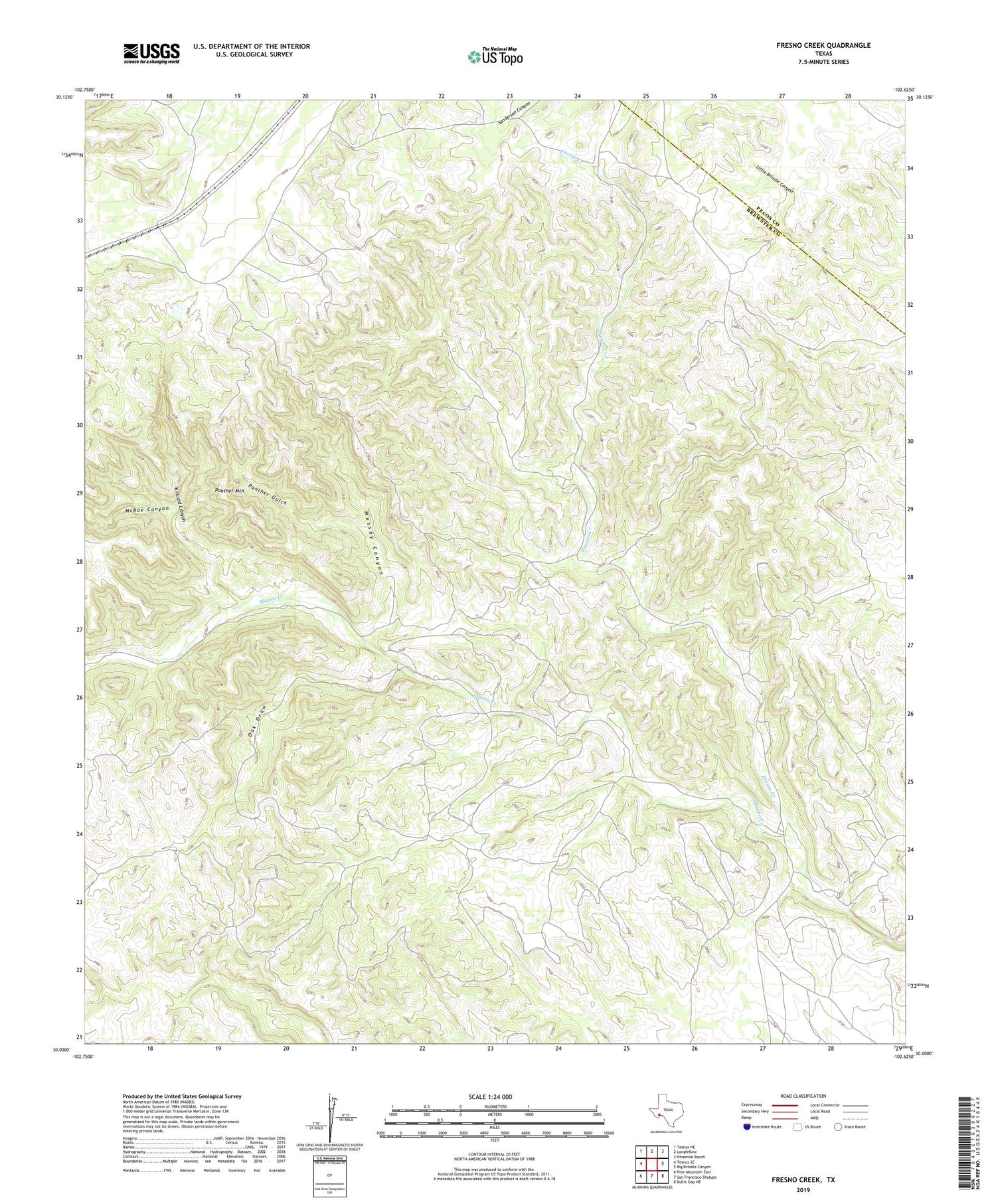 Fresno Creek Texas US Topo Map Image