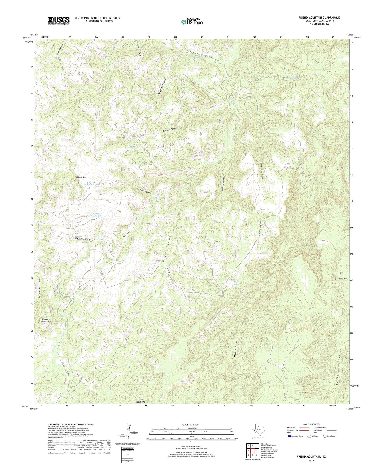 Friend Mountain Texas US Topo Map Image