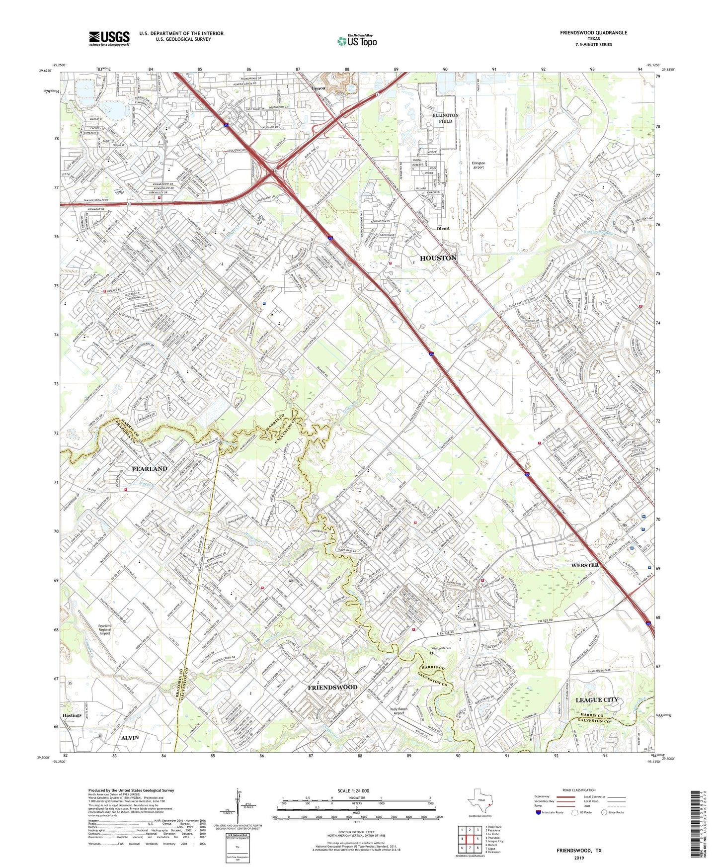 Friendswood Texas US Topo Map Image