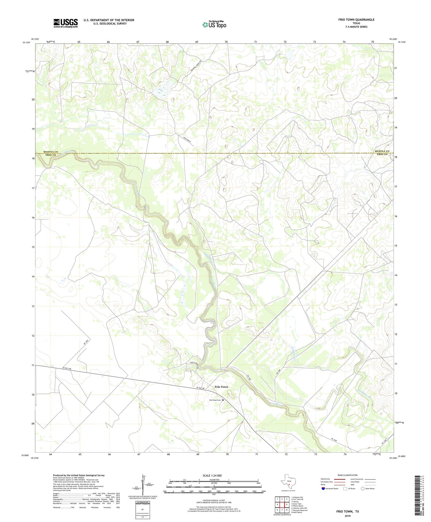 Frio Town Texas US Topo Map Image