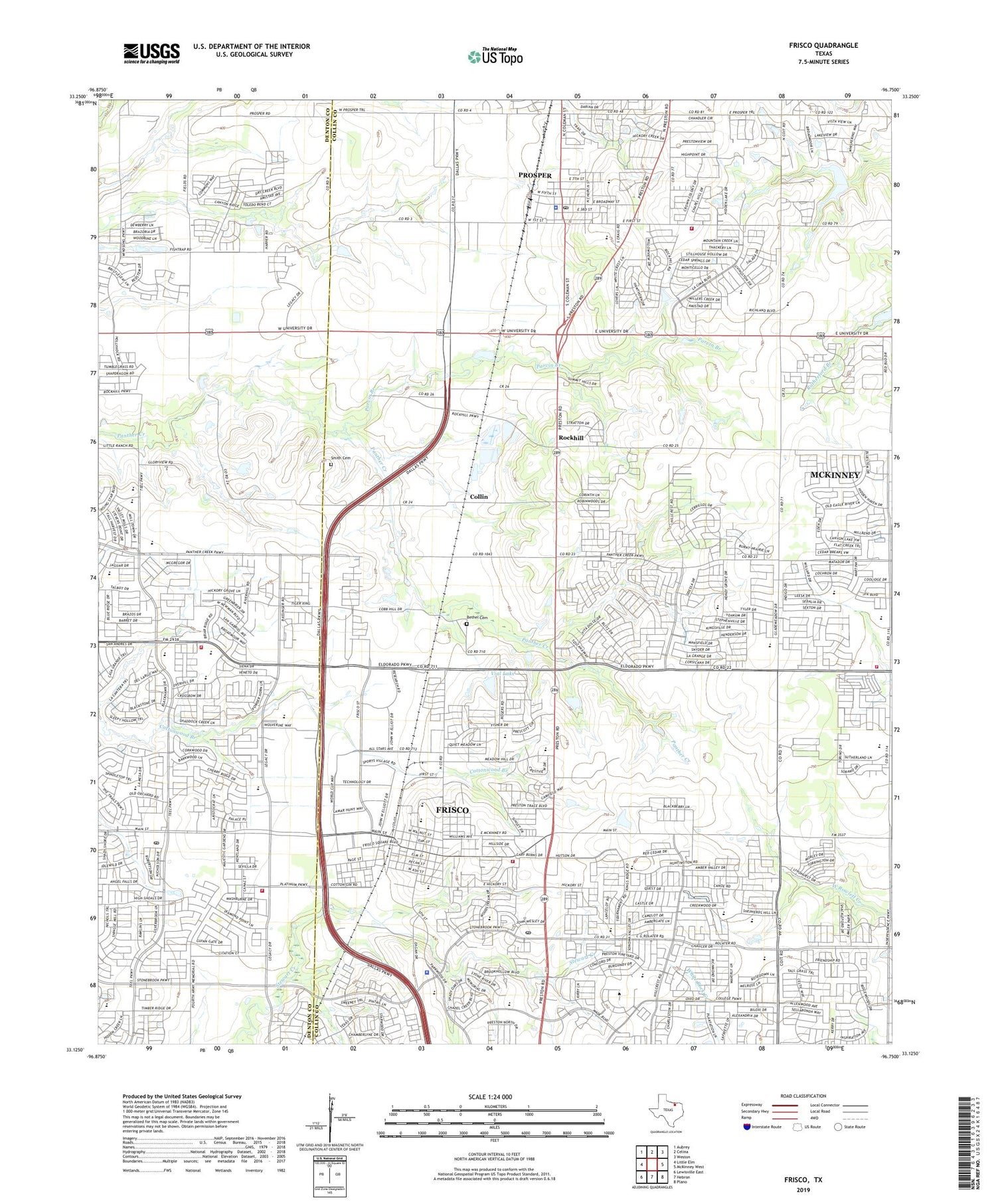 Frisco Texas US Topo Map Image