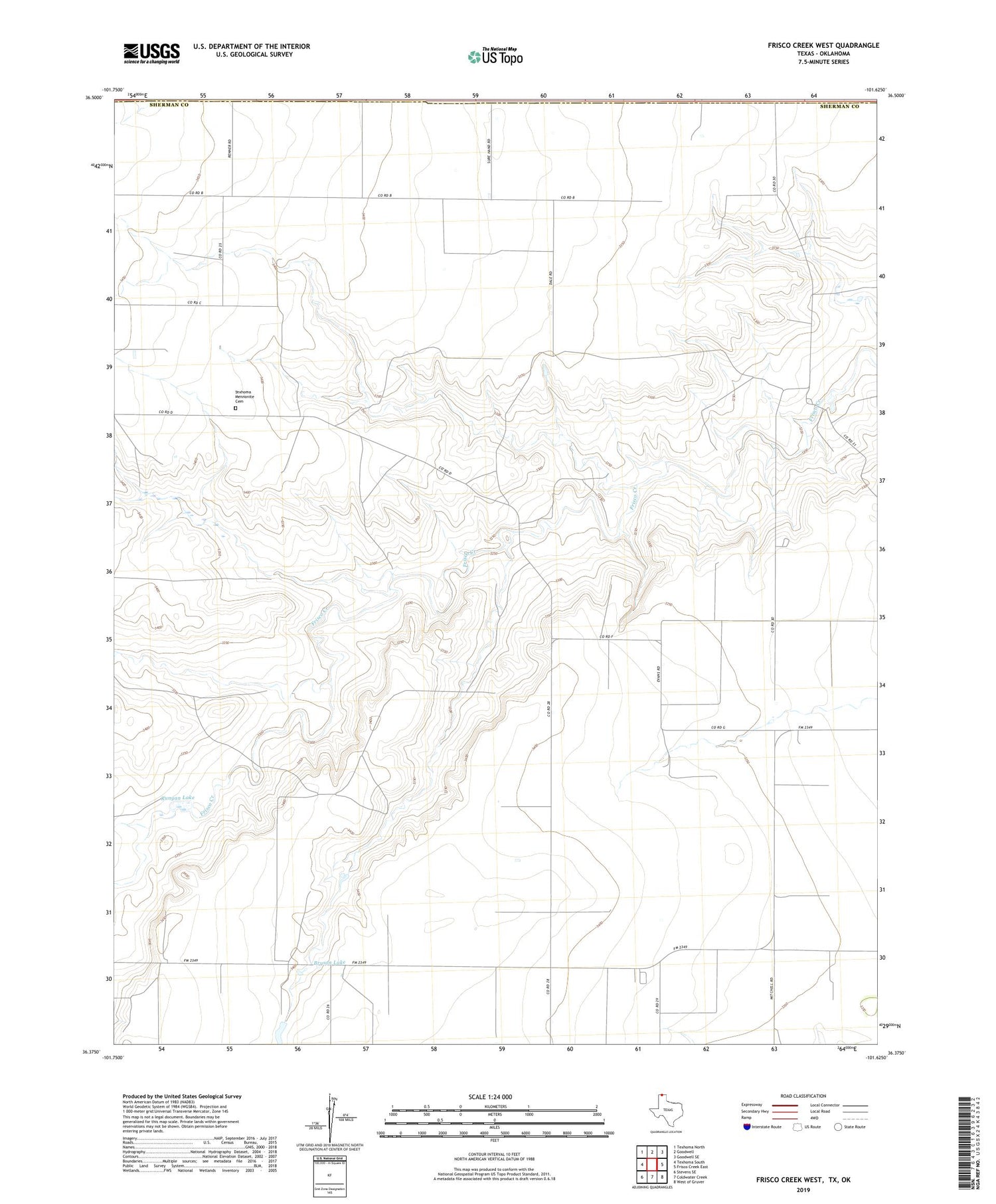 Frisco Creek West Texas US Topo Map Image