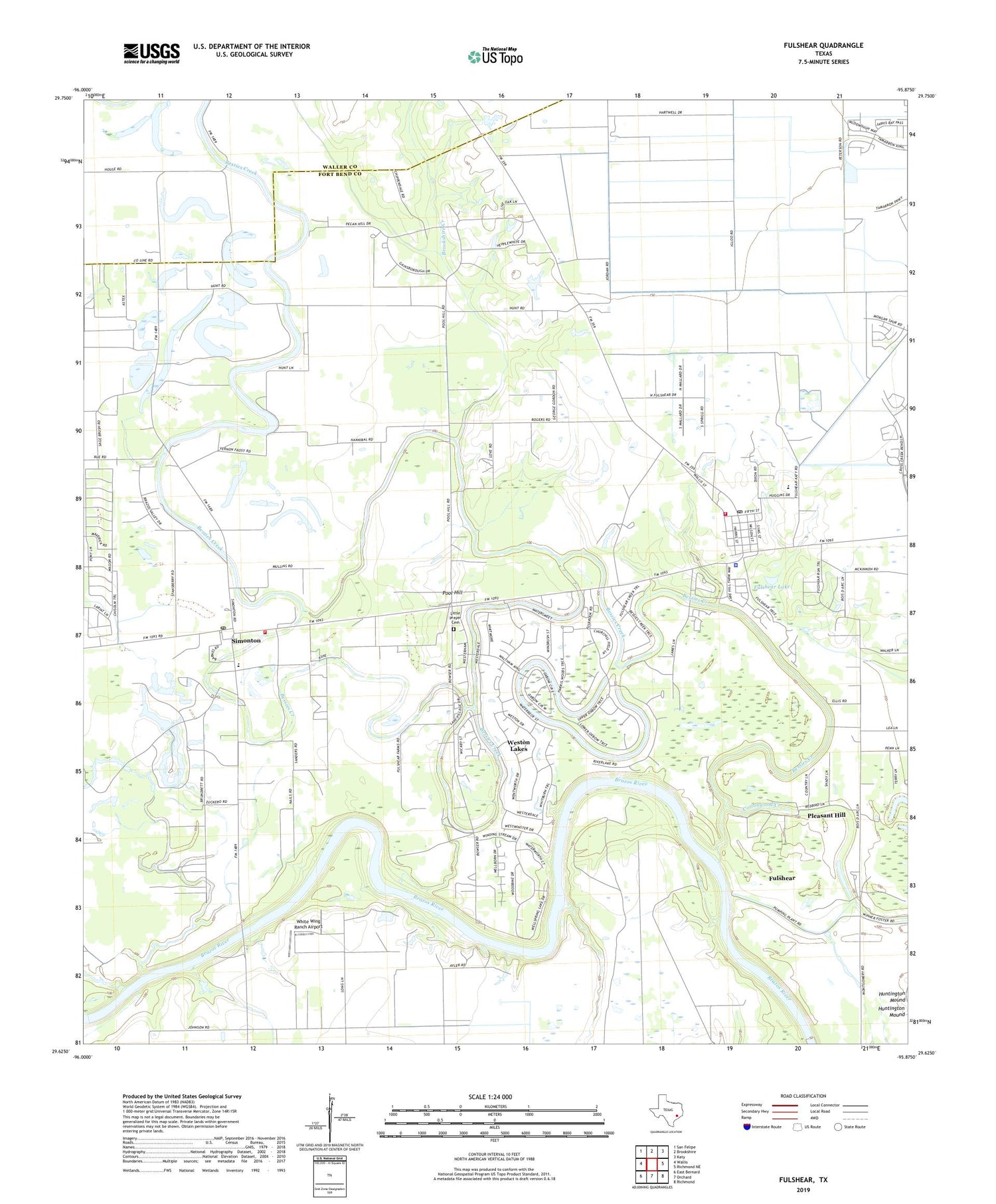 Fulshear Texas US Topo Map Image