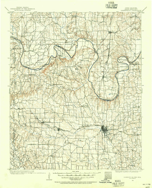 Historic 1902 Gainesville Texas 30'x30' Topo Map Image