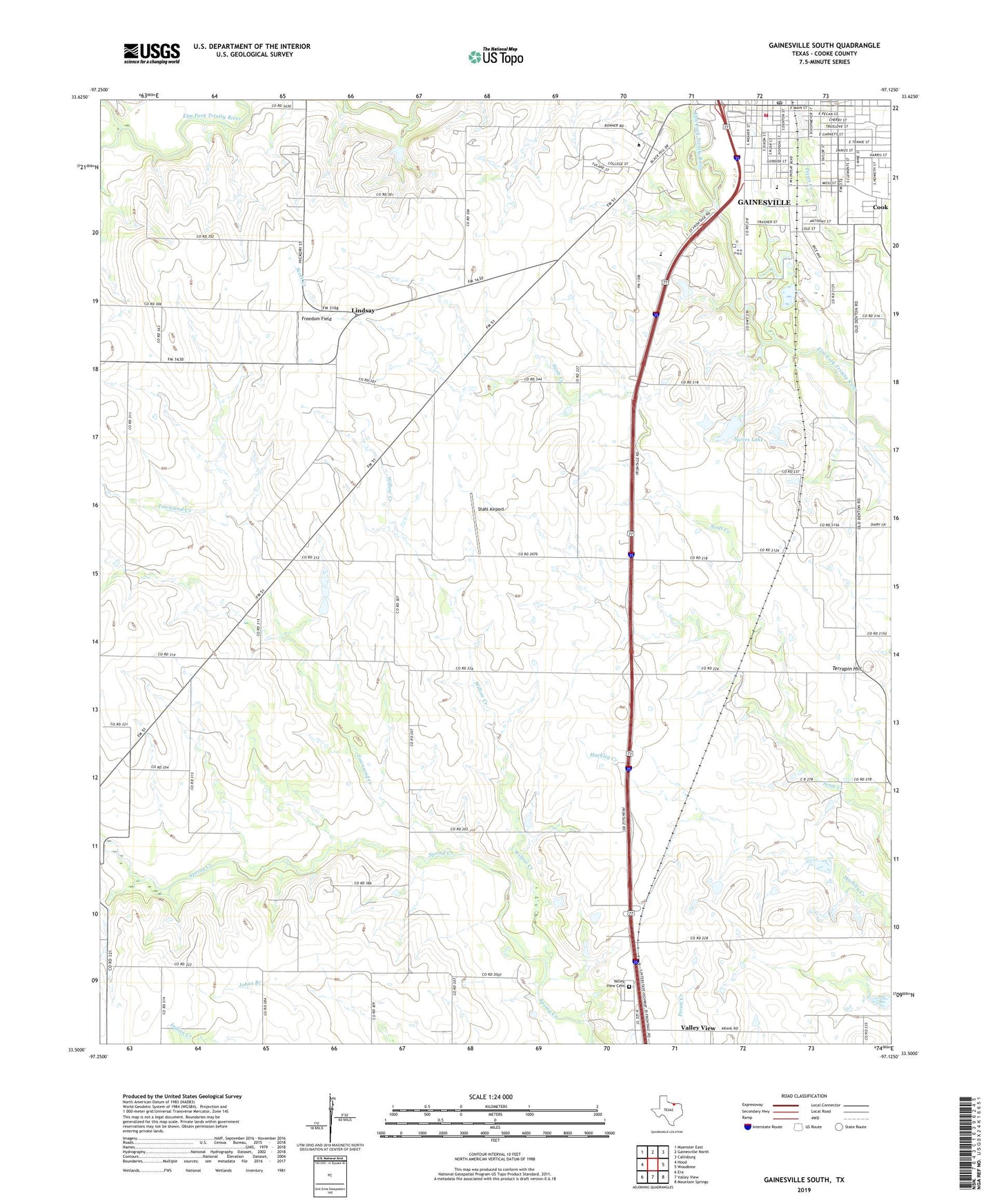 Gainesville South Texas US Topo Map Image