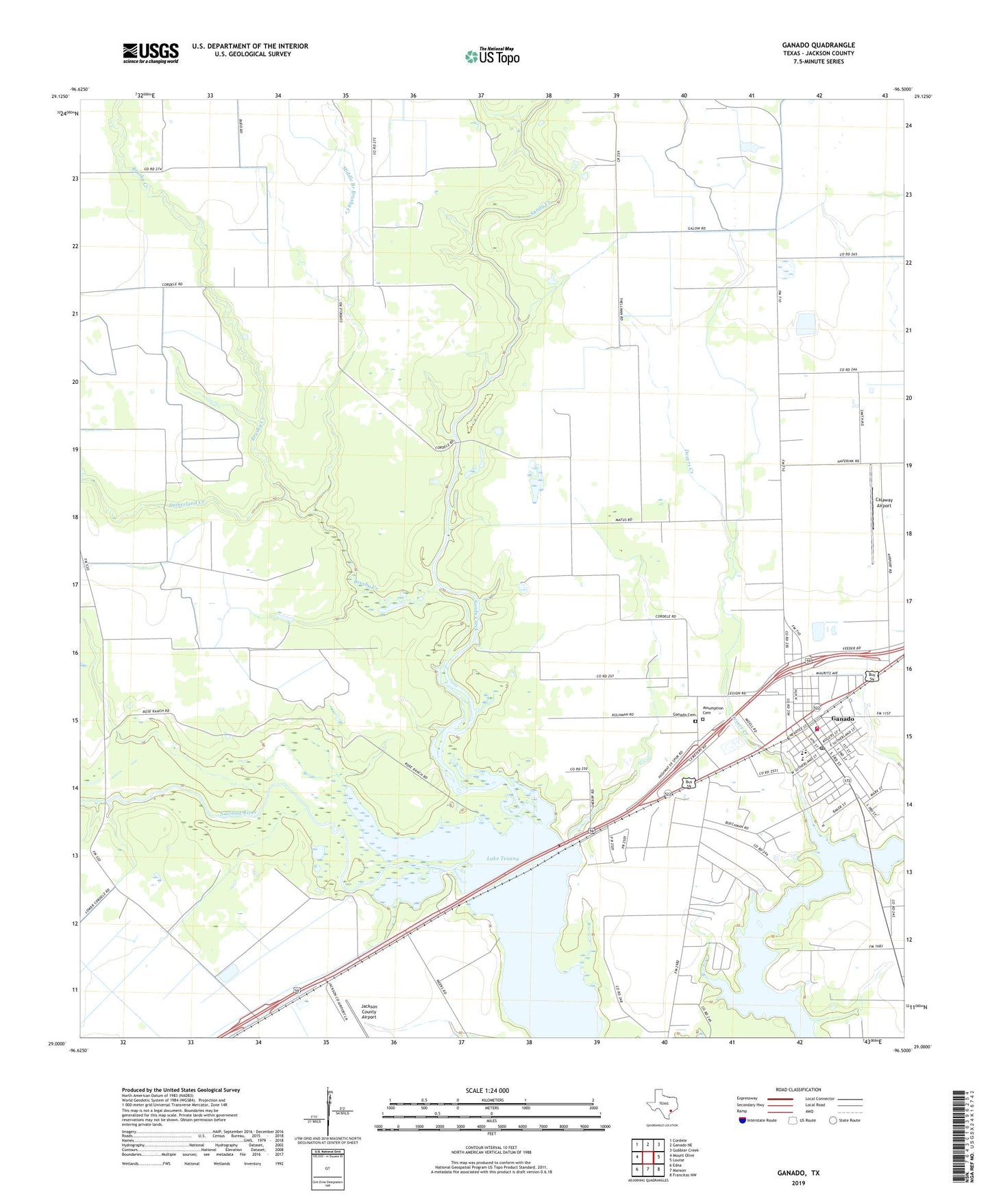 Ganado Texas US Topo Map Image