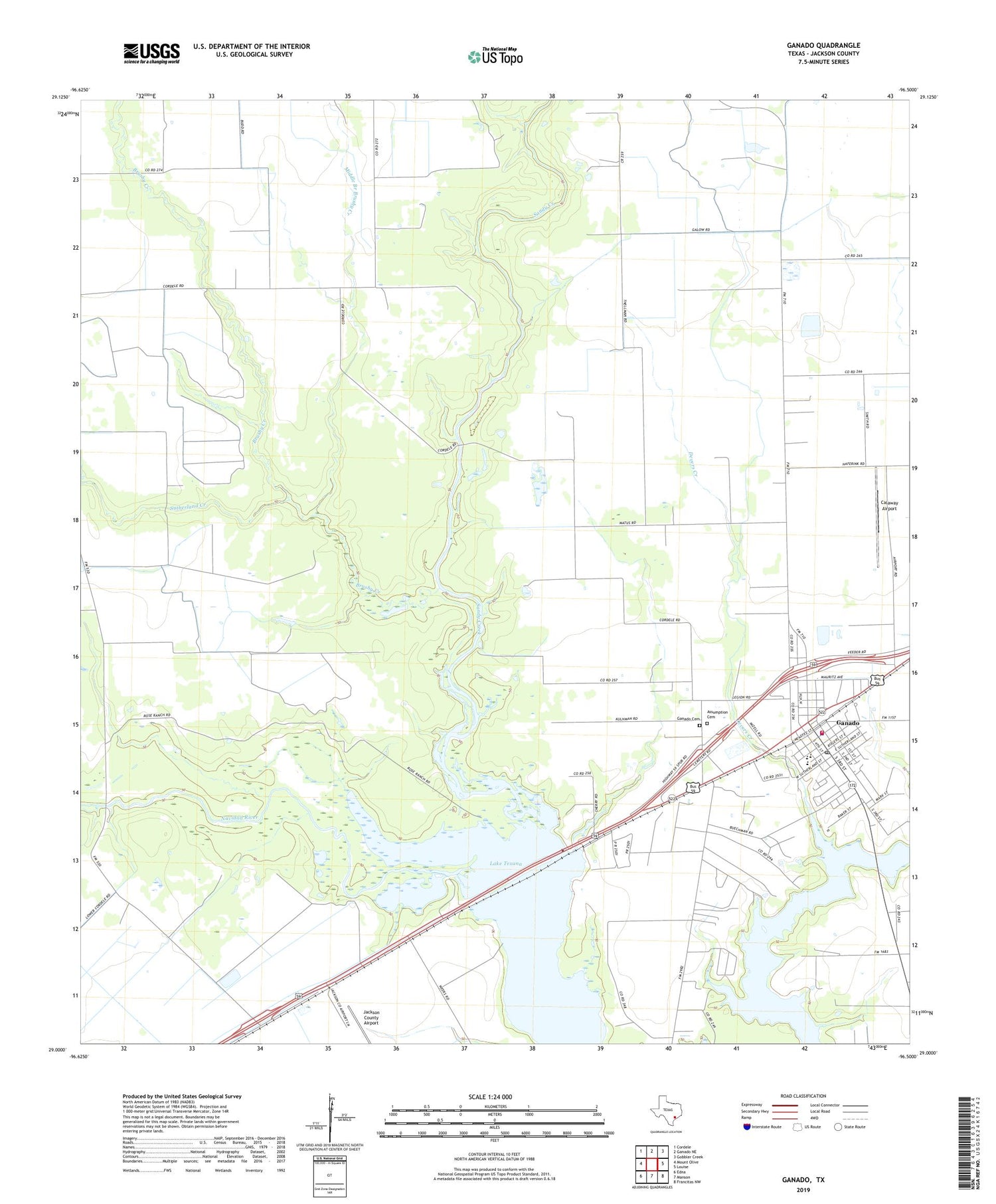 Ganado Texas US Topo Map Image