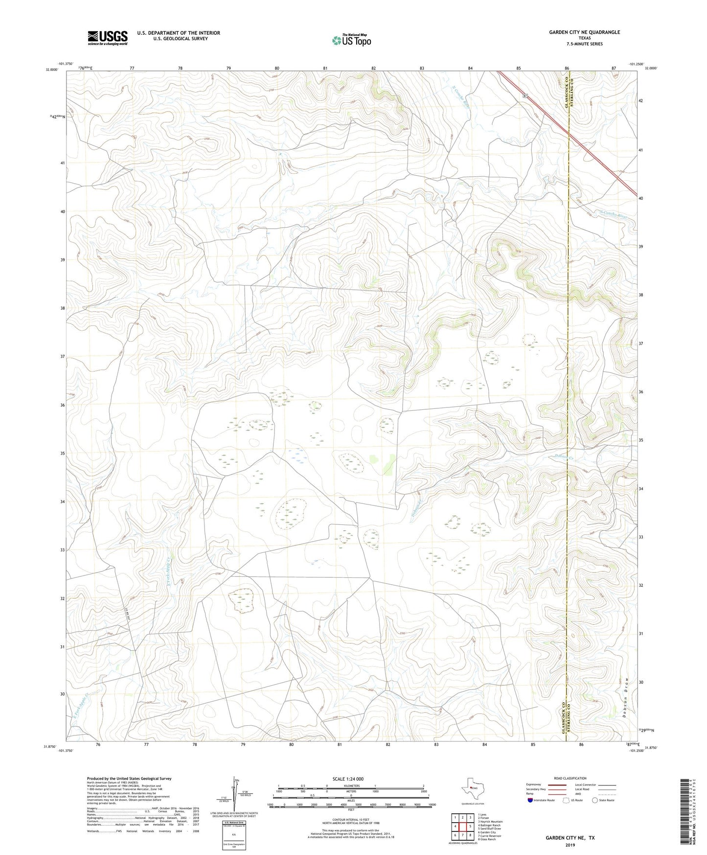 Garden City NE Texas US Topo Map Image