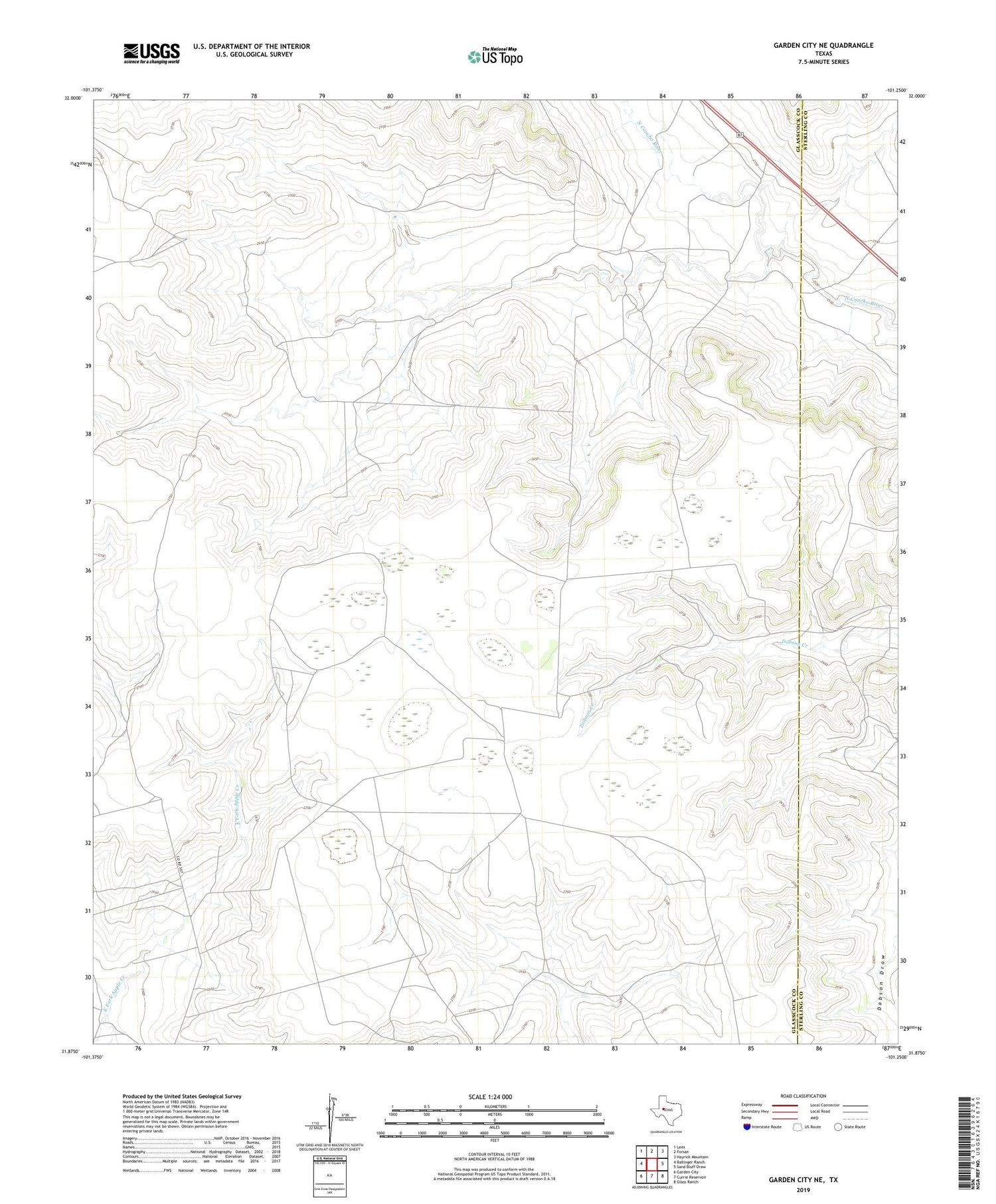 Garden City NE Texas US Topo Map Image