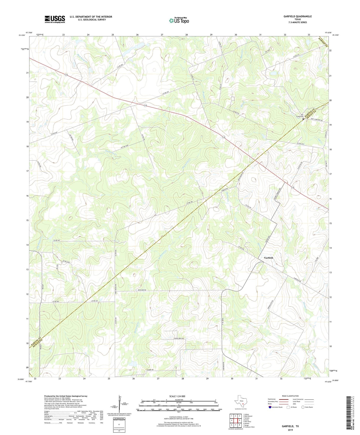 Garfield Texas US Topo Map Image