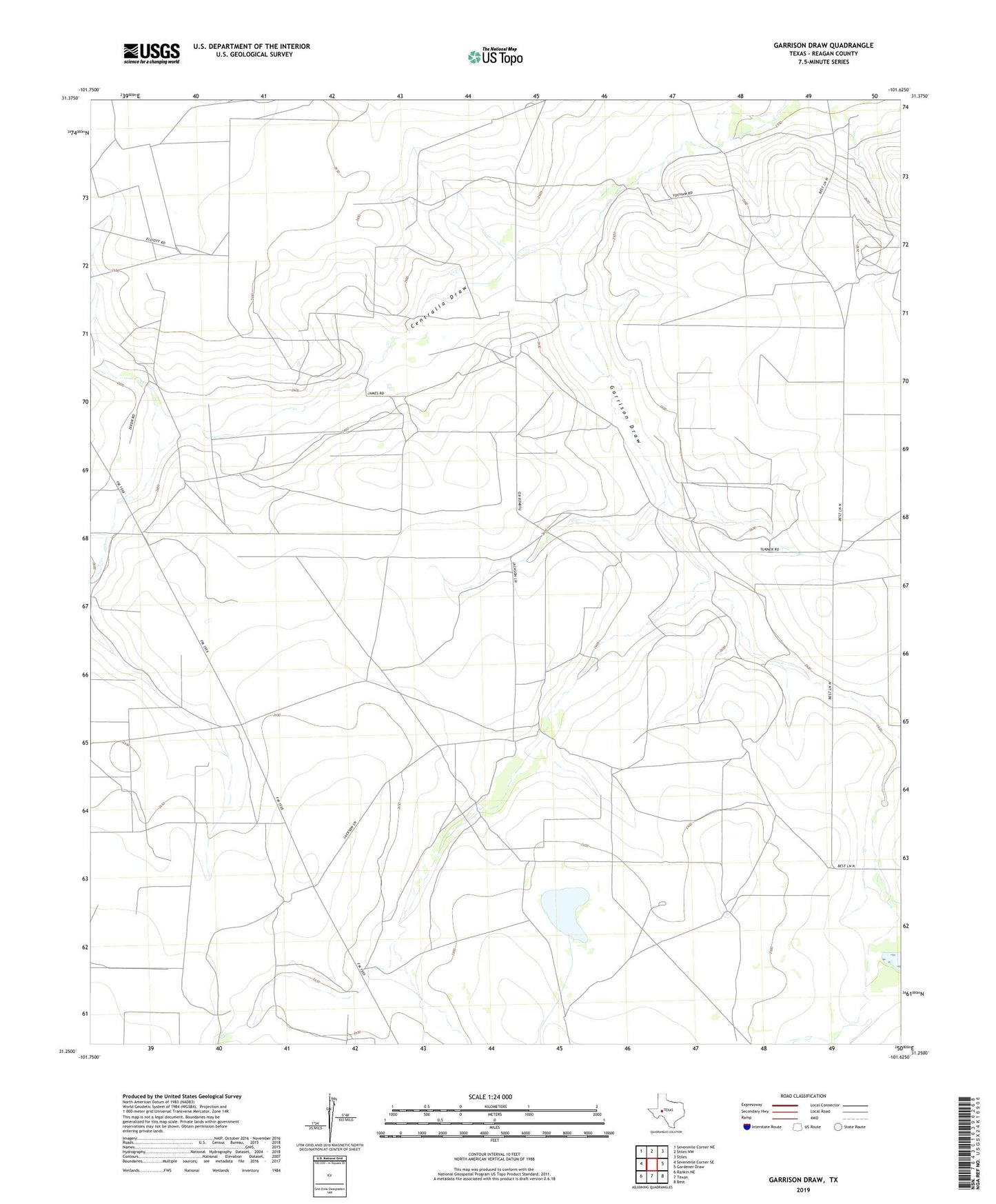 Garrison Draw Texas US Topo Map Image