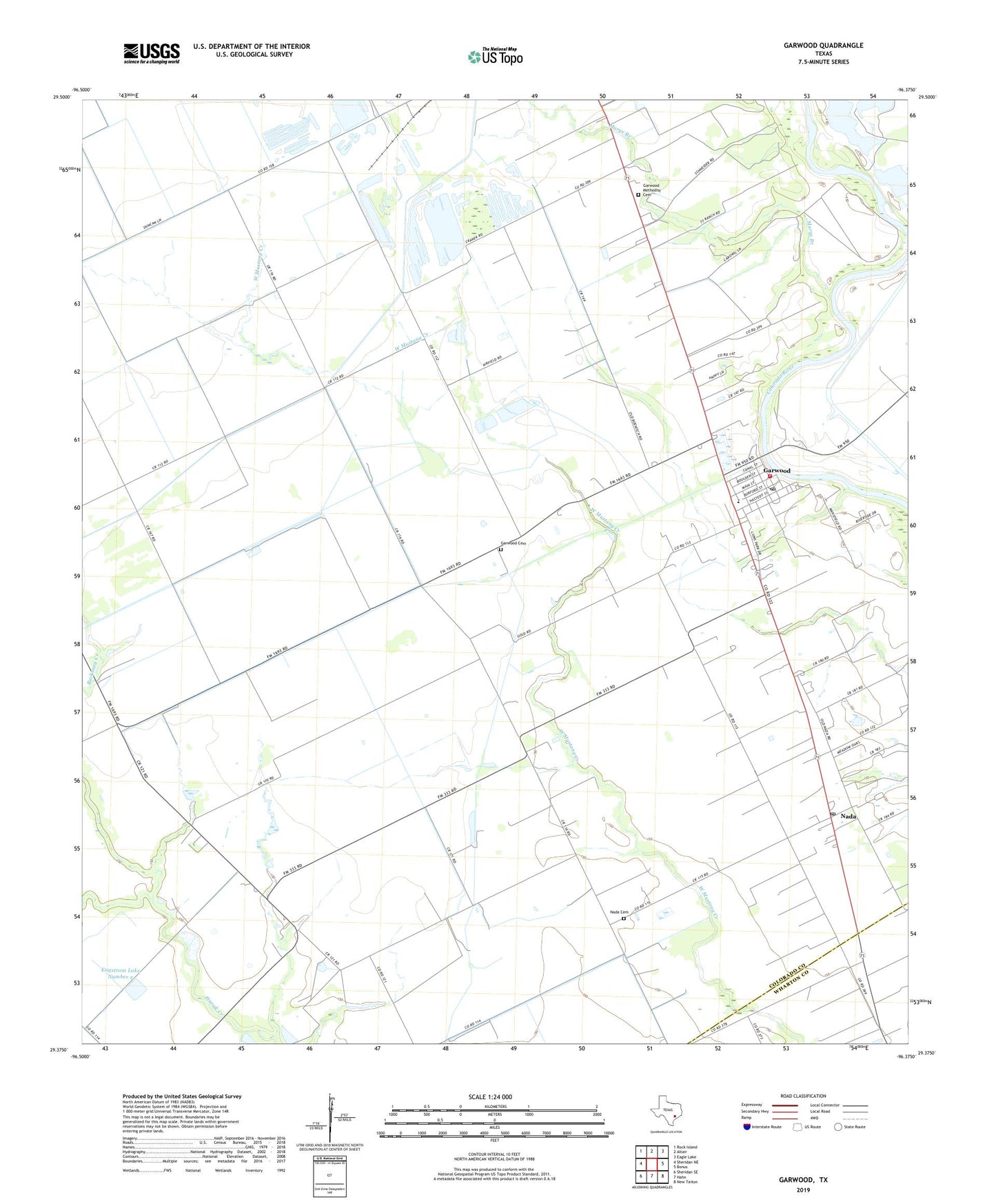 Garwood Texas US Topo Map Image