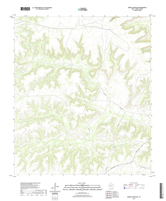Geddis Canyon NW Texas US Topo Map Image
