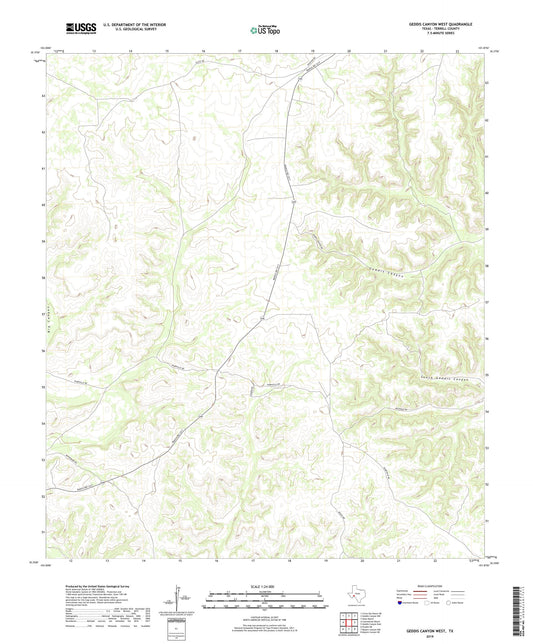 Geddis Canyon West Texas US Topo Map Image