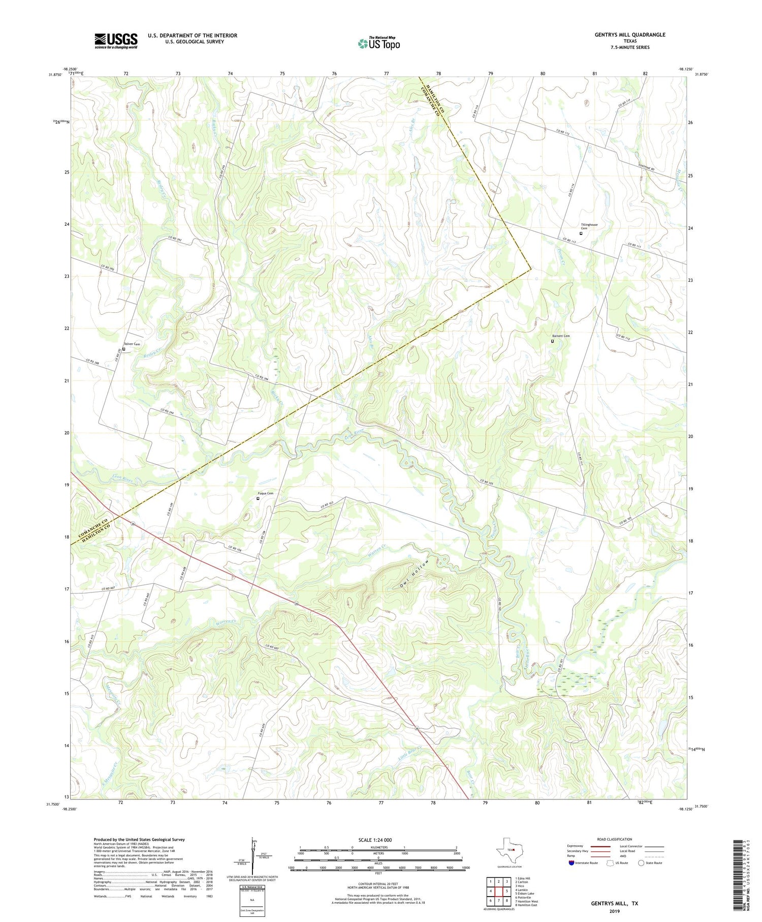 Gentrys Mill Texas US Topo Map Image