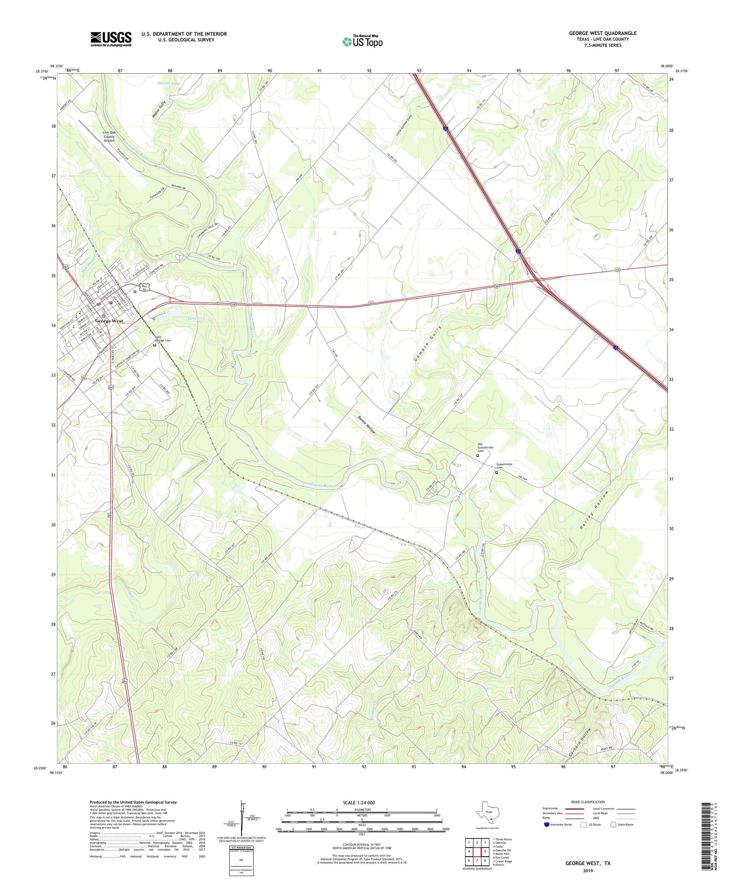 George West Texas US Topo Map Image