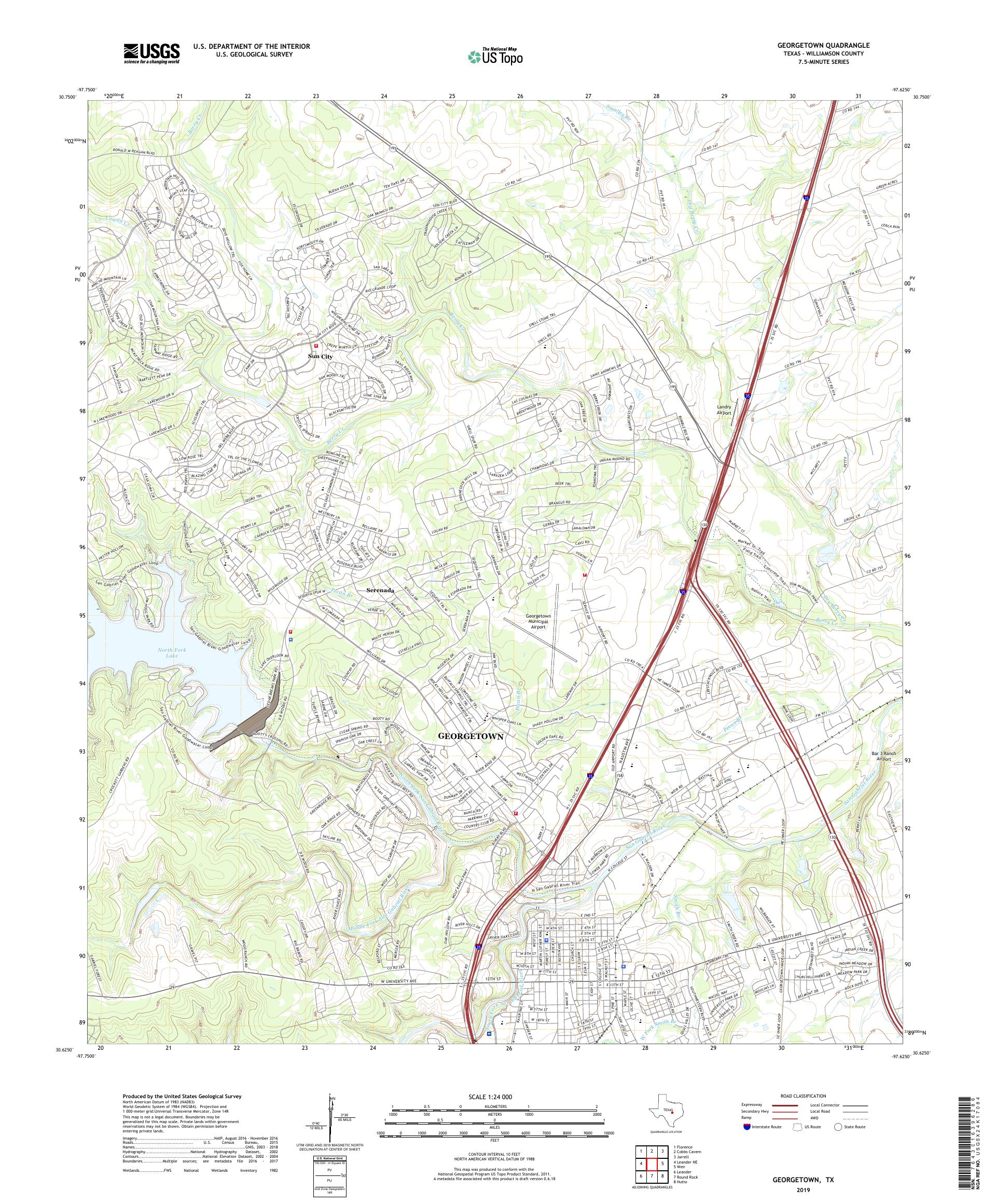 Georgetown Texas US Topo Map – MyTopo Map Store
