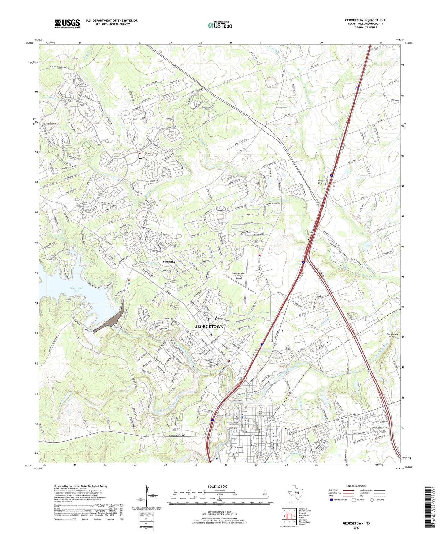 Georgetown Texas US Topo Map Image