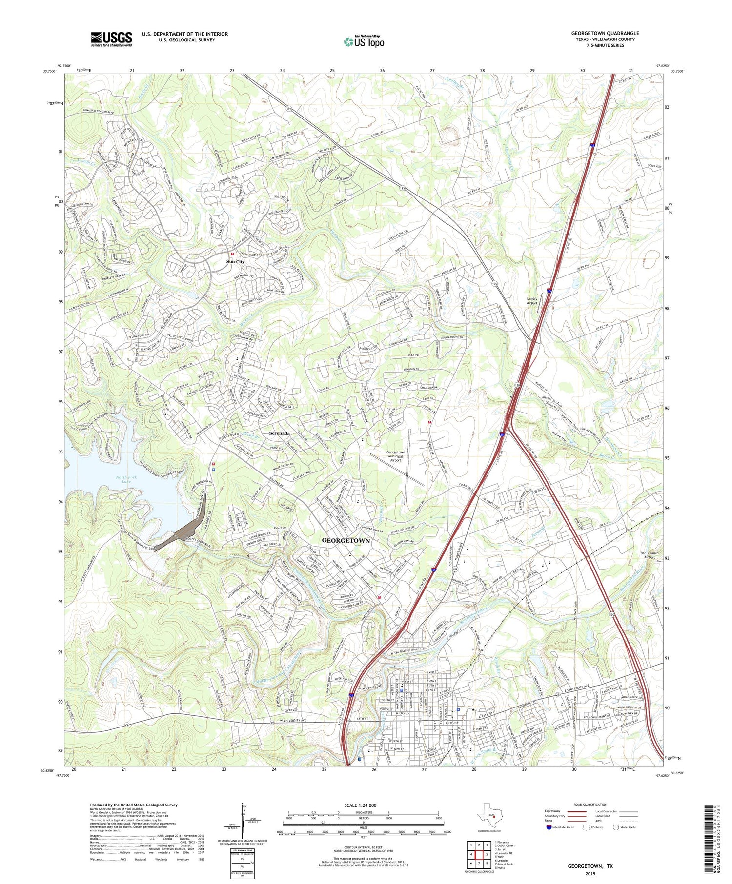 Georgetown Texas US Topo Map Image