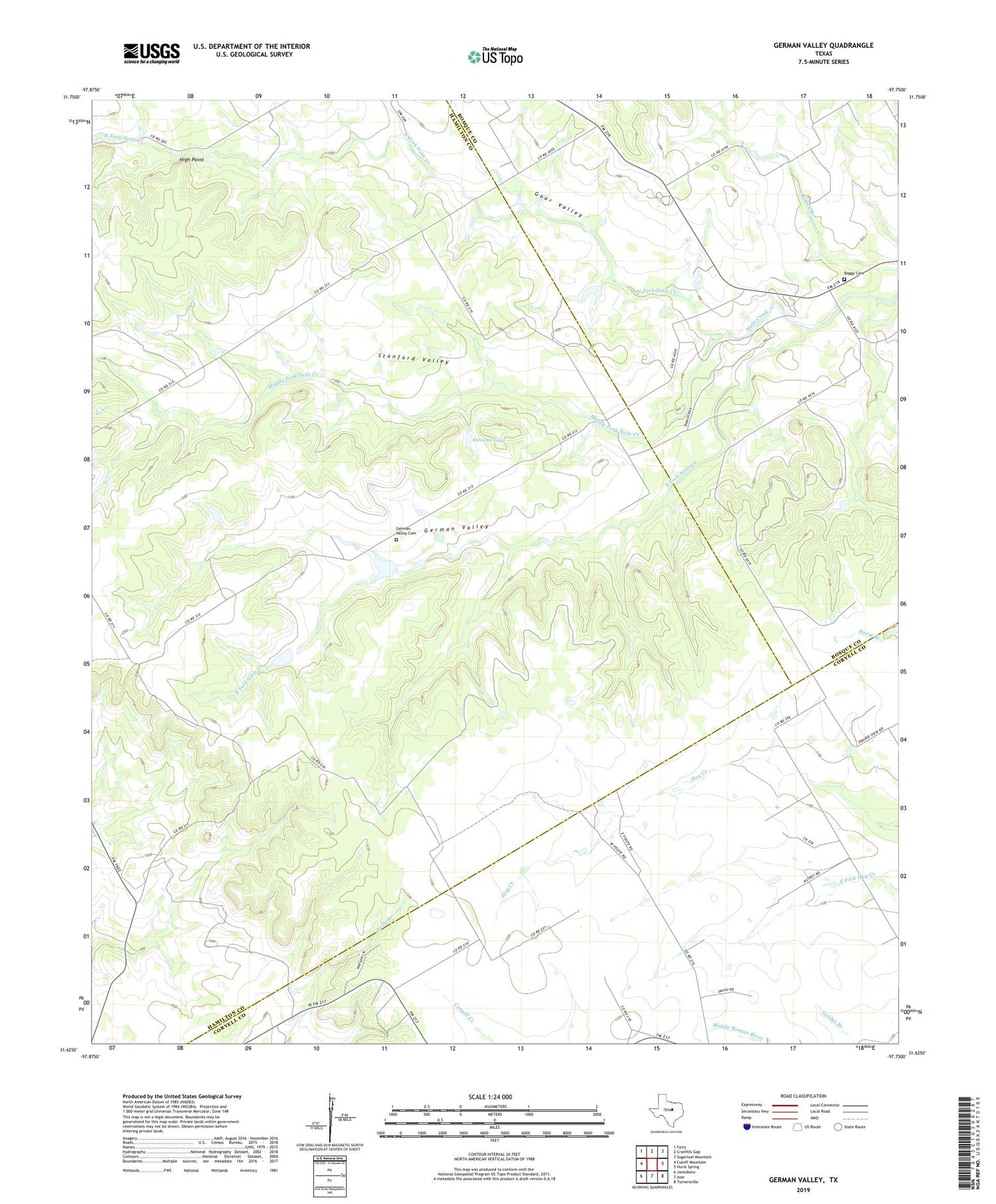German Valley Texas US Topo Map Image