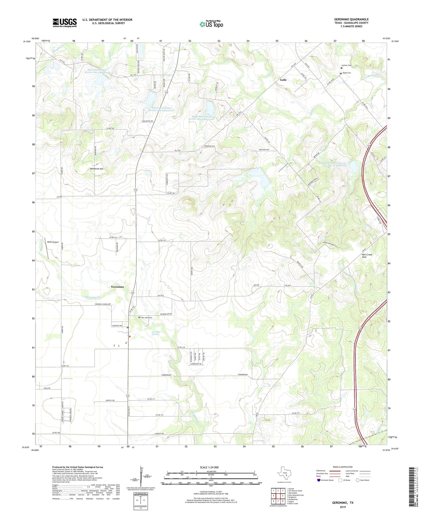 Geronimo Texas US Topo Map Image