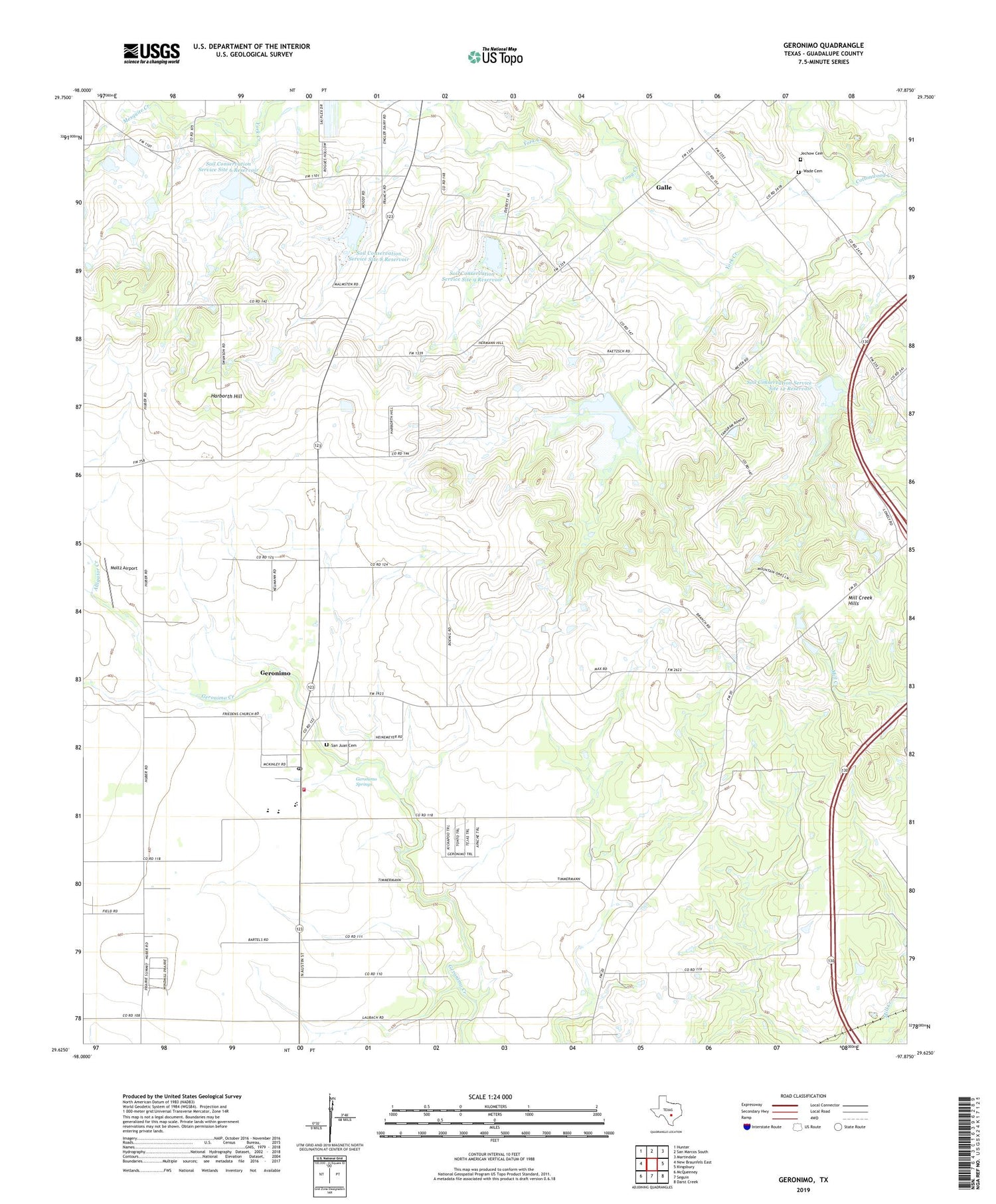 Geronimo Texas US Topo Map Image