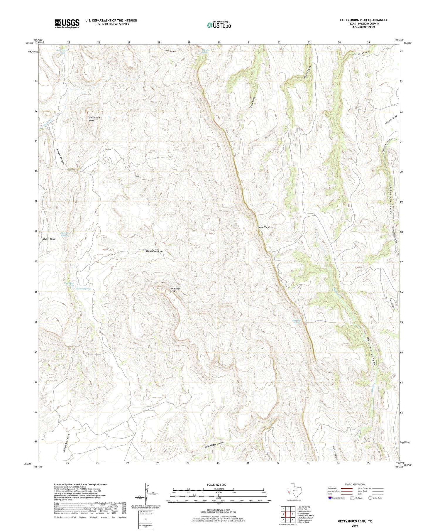 Gettysburg Peak Texas US Topo Map Image