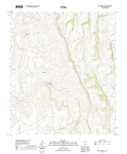 Gettysburg Peak Texas US Topo Map Image
