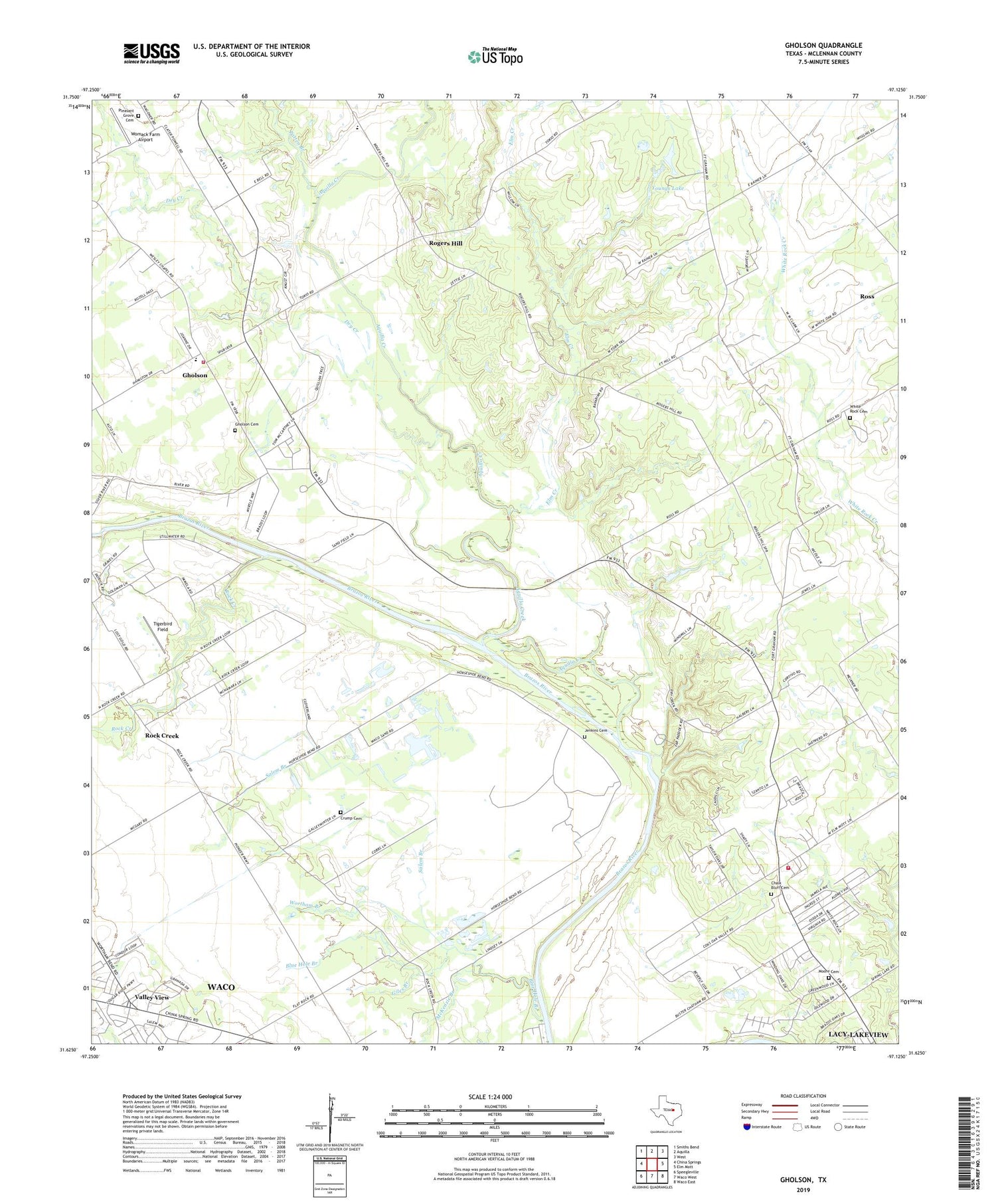 Gholson Texas US Topo Map Image