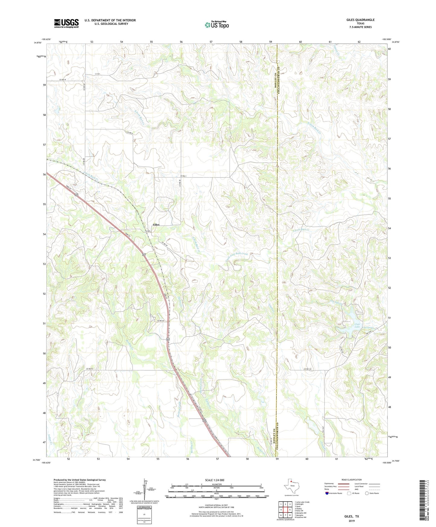 Giles Texas US Topo Map Image